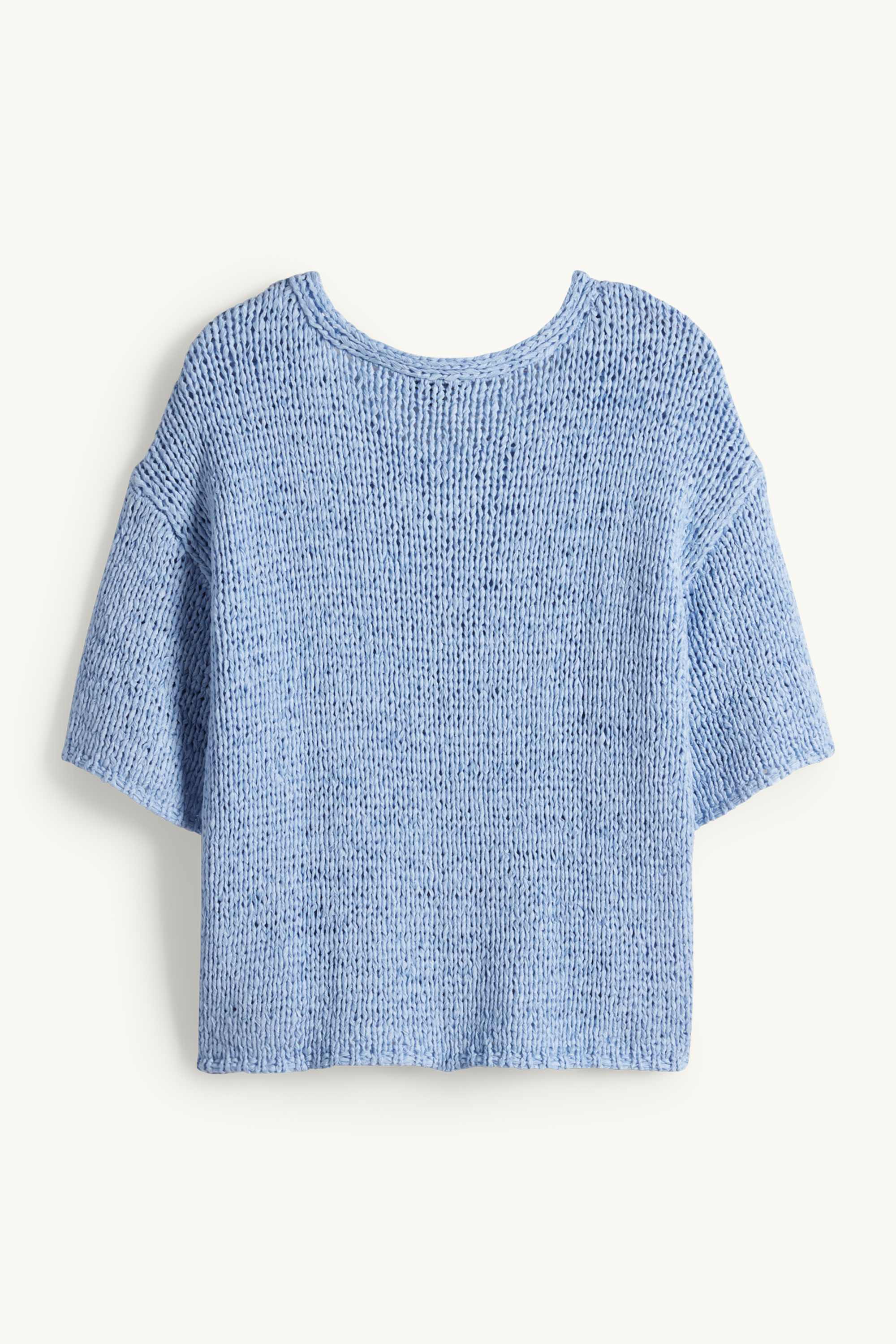 Knitted jumper - short sleeve light blue