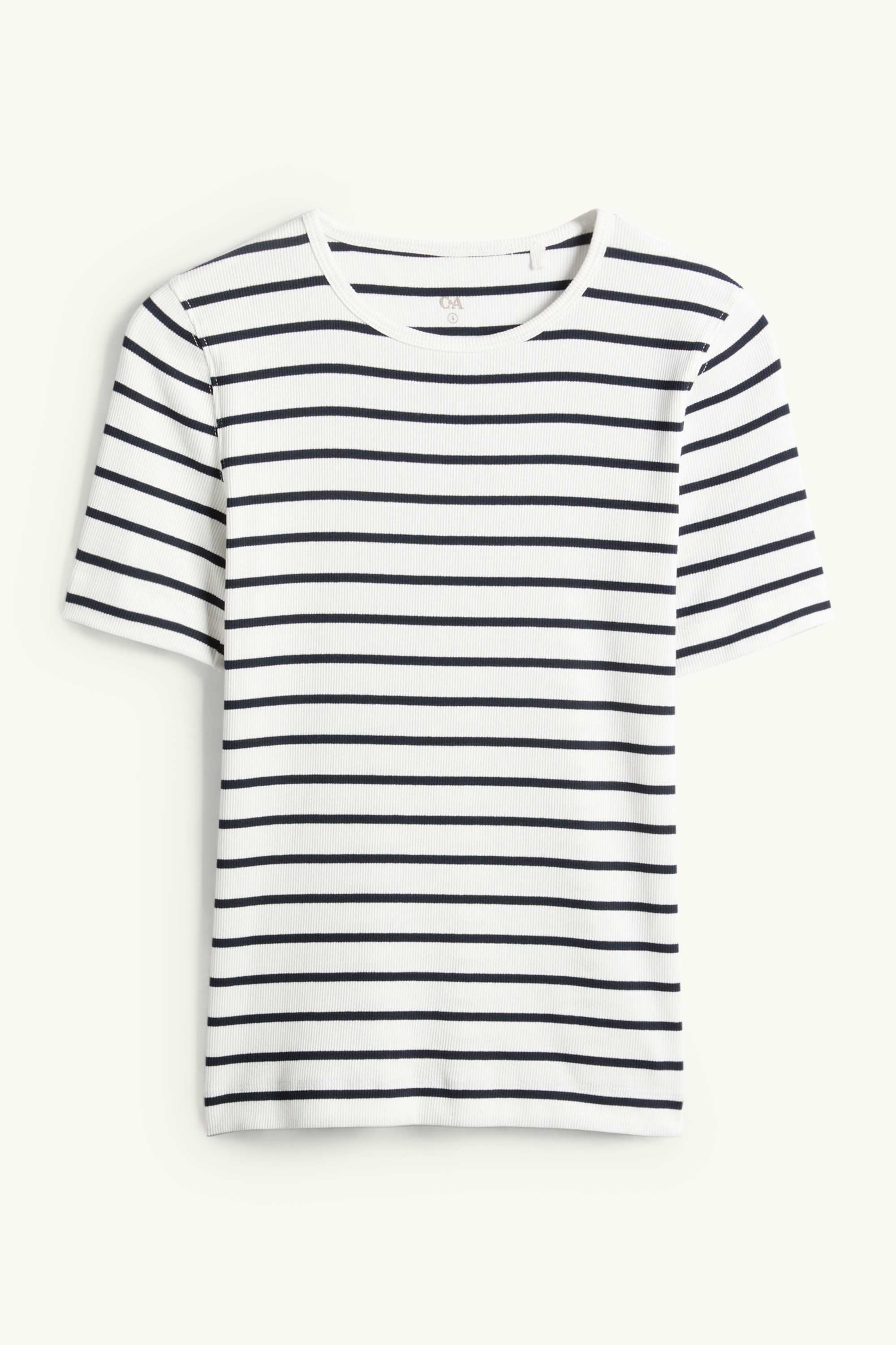 T-shirt - slim fit - ribbed - striped white / black