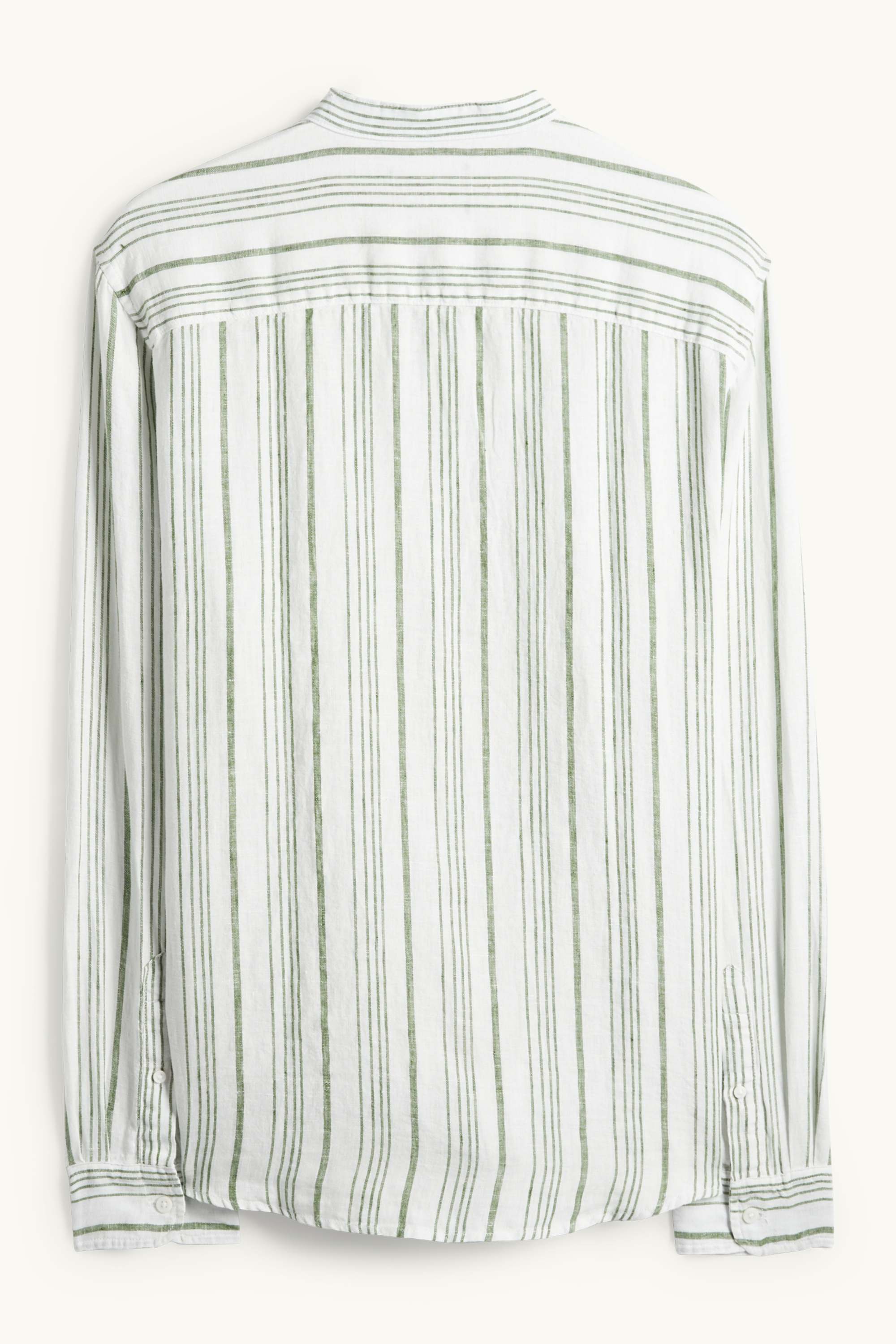 Linen shirt - regular fit - band collar - striped cremewhite