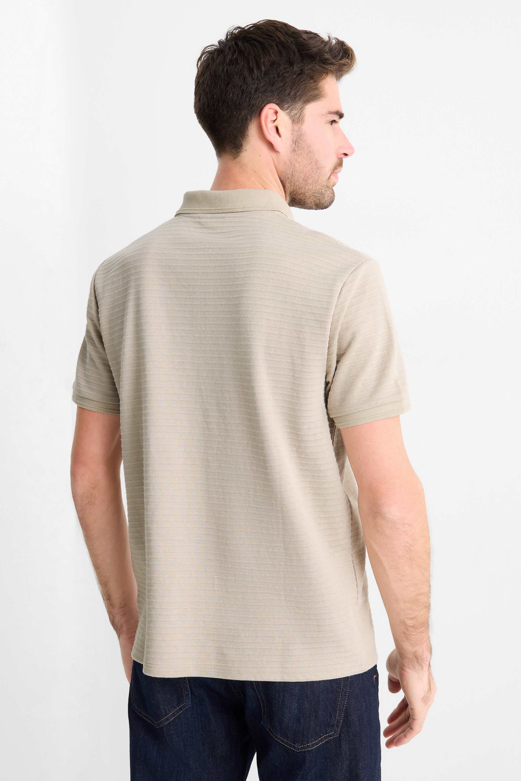 Polo shirt - regular fit - ribbed beige