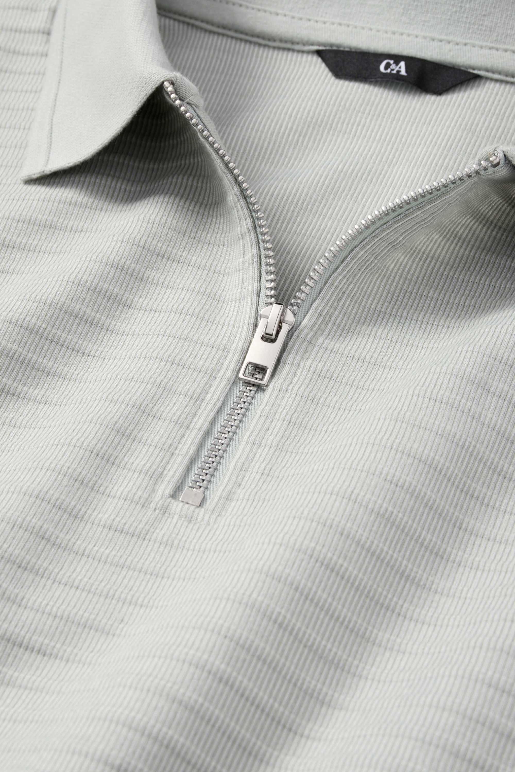 Polo shirt - regular fit - ribbed gray