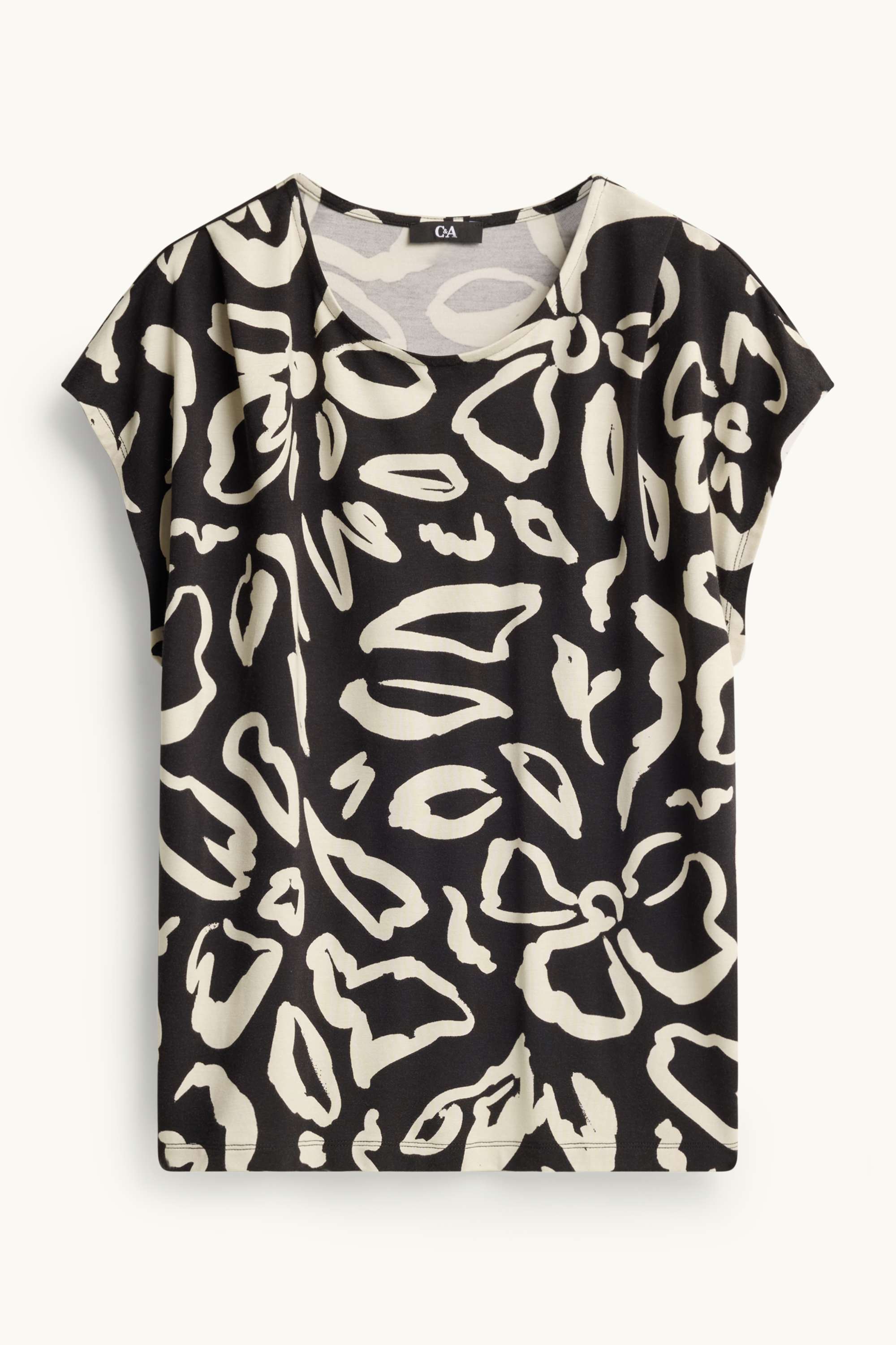 T-shirt - regular fit white / black