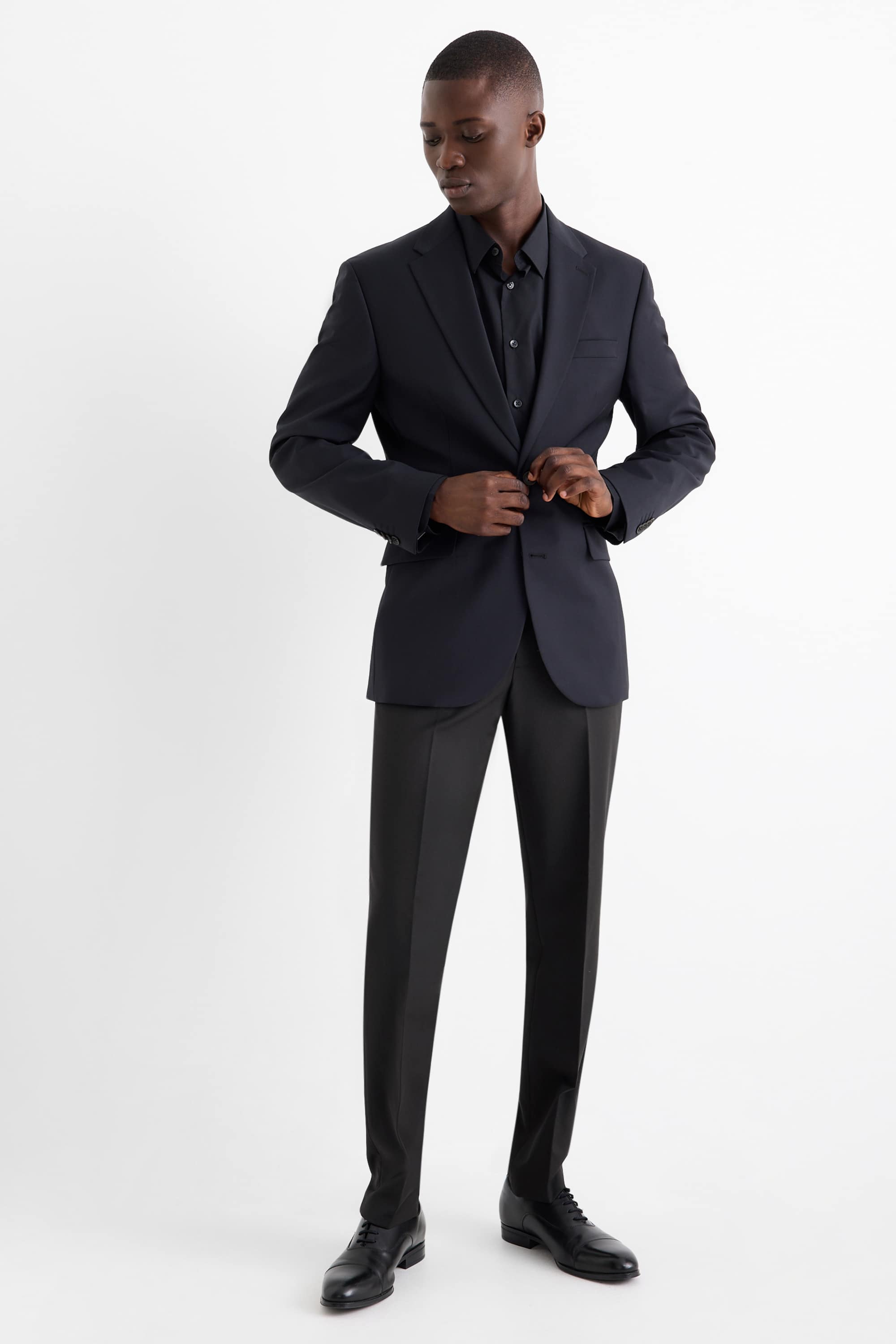 Mix & match suit trousers - regular fit - Flex - wool blend black