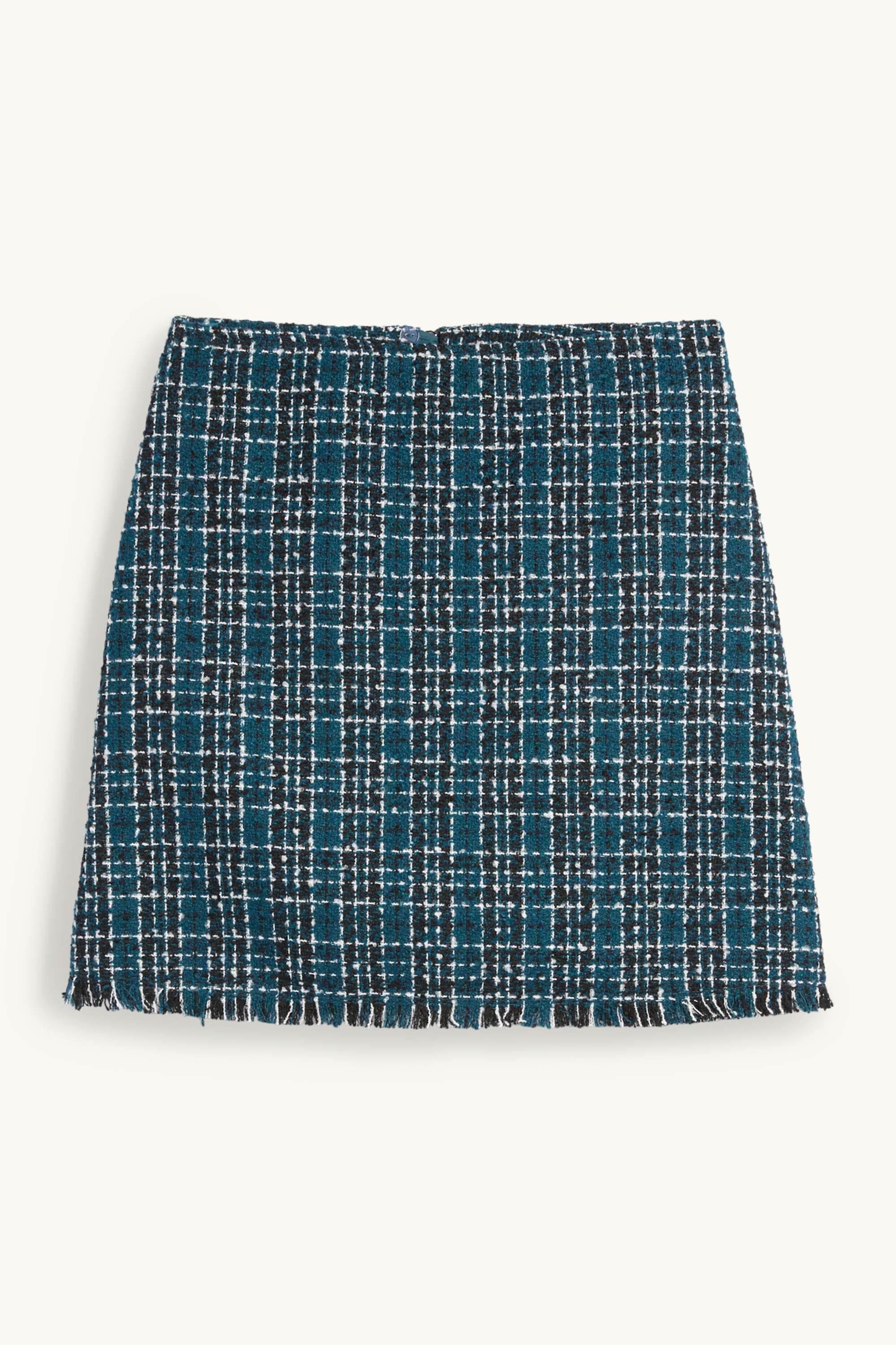 Bouclé miniskirt - check dark green