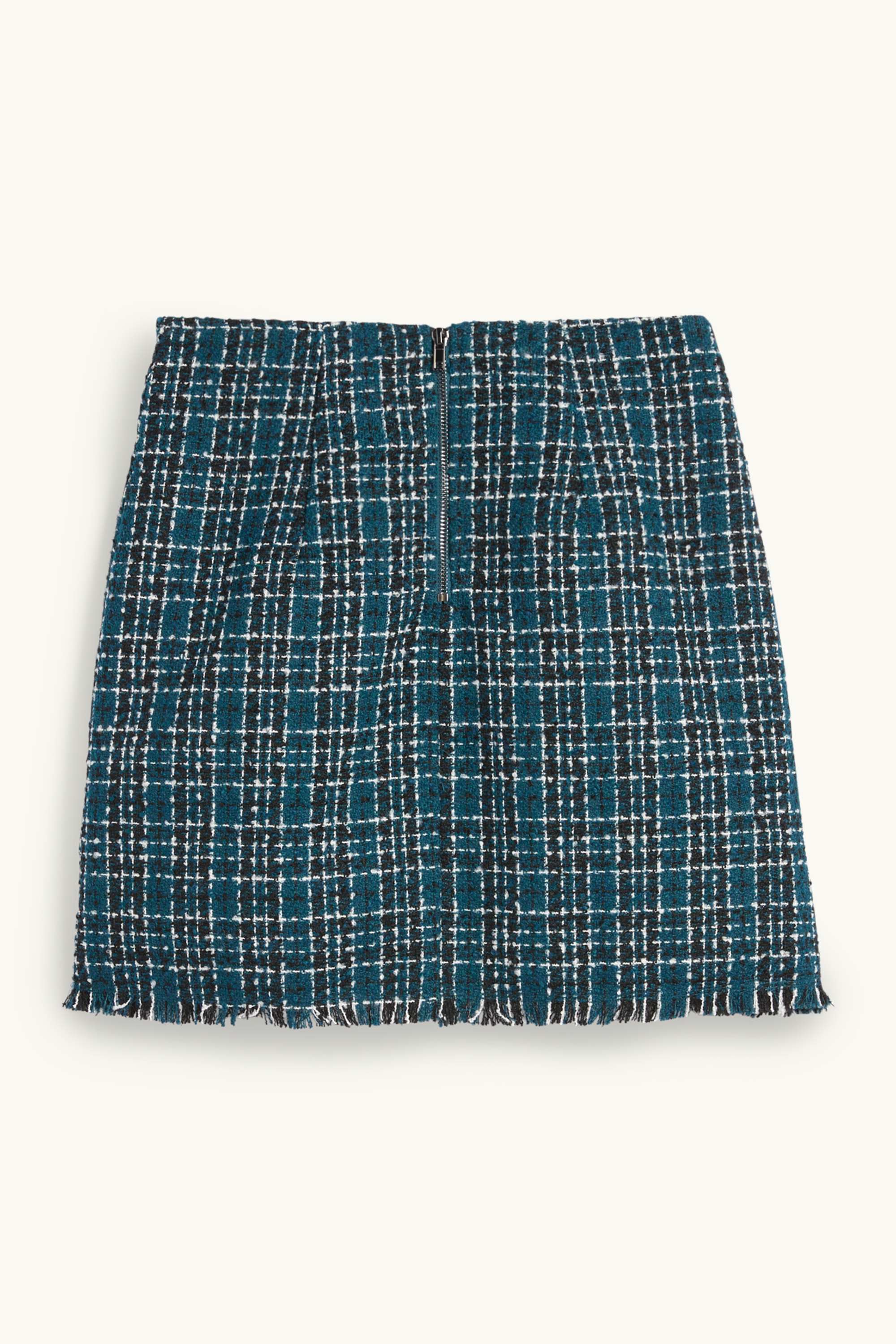 Bouclé miniskirt - check dark green
