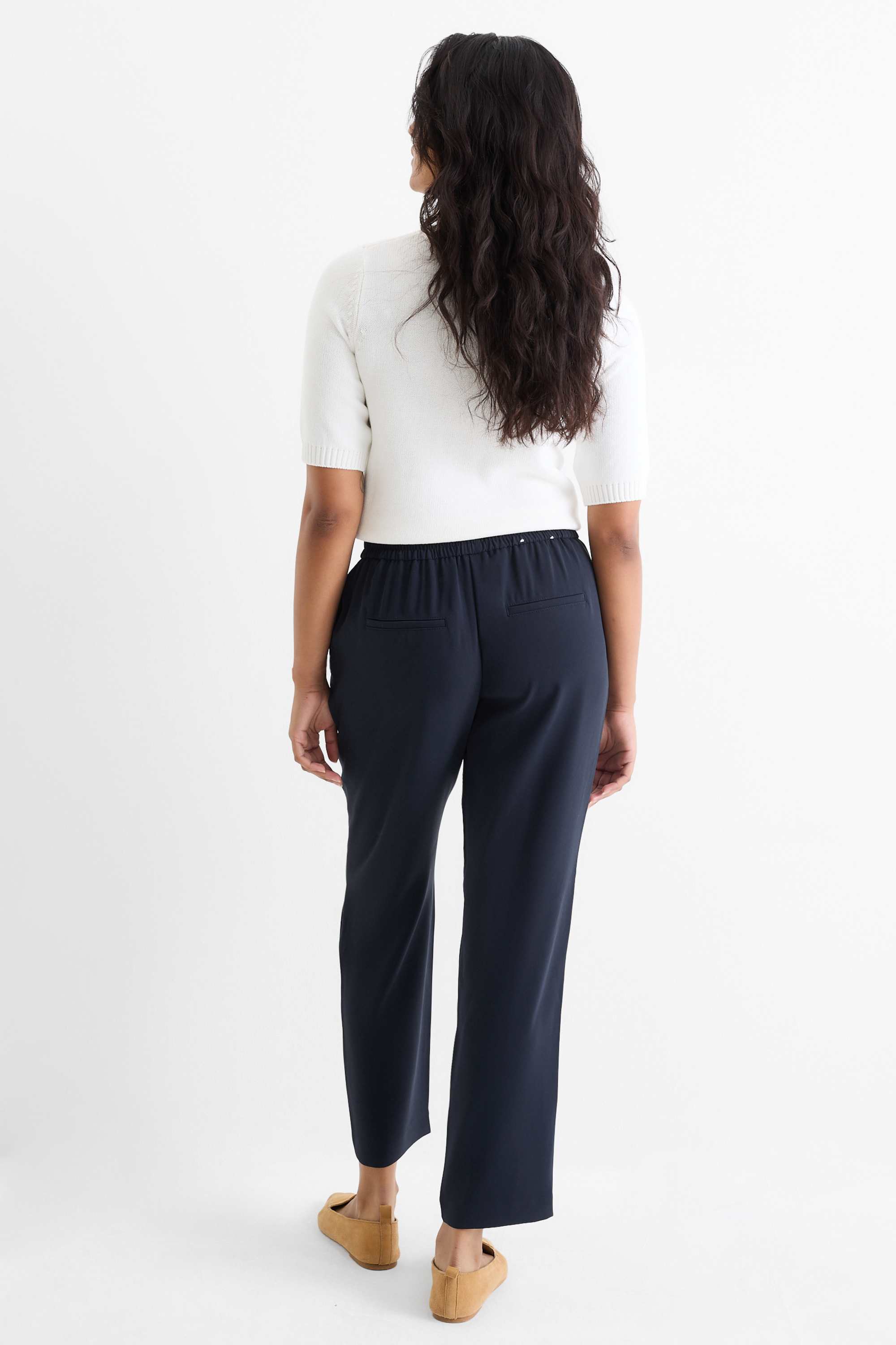 Cloth trousers - mid-rise waist - tapered fit dark blue