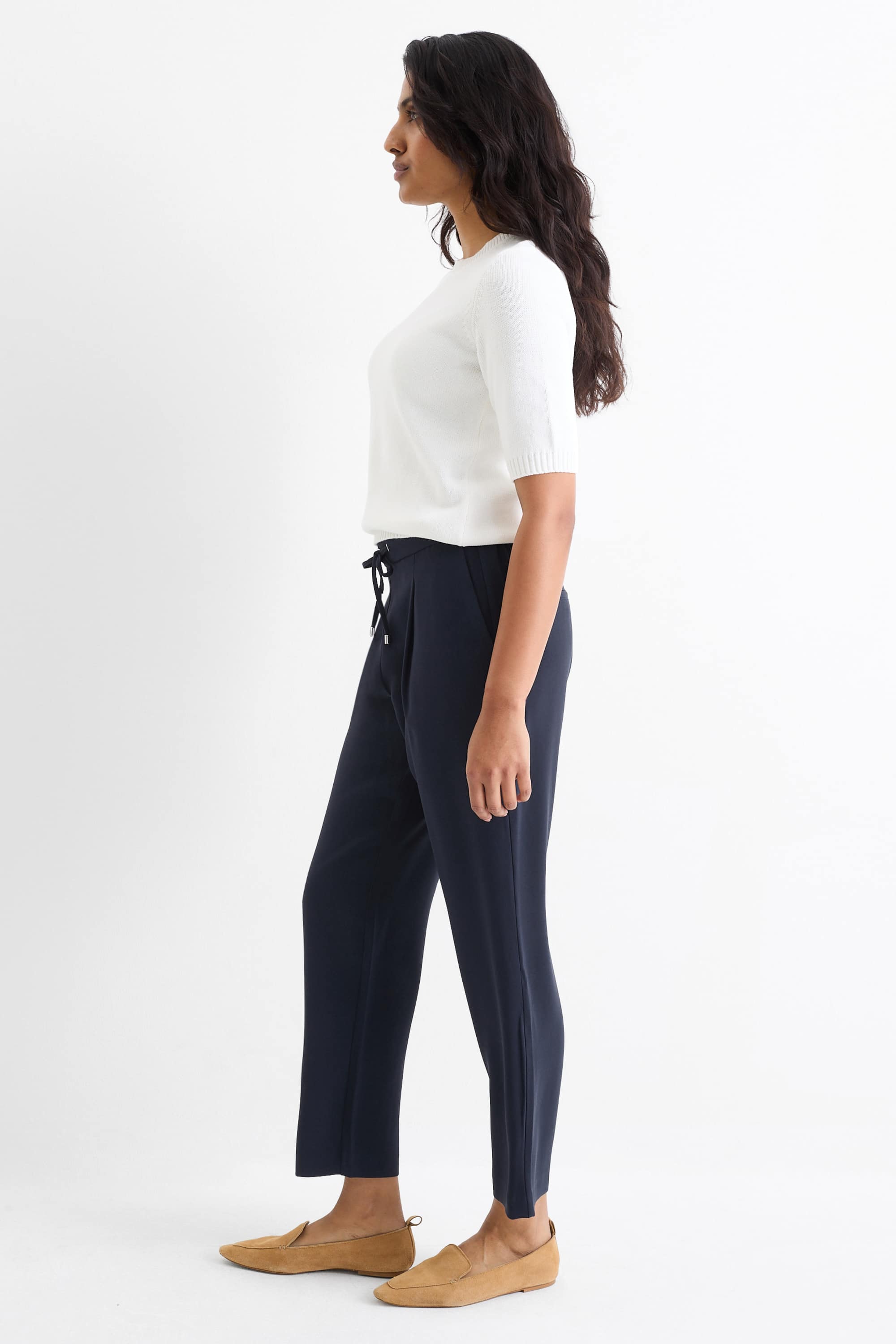Cloth trousers - mid-rise waist - tapered fit dark blue
