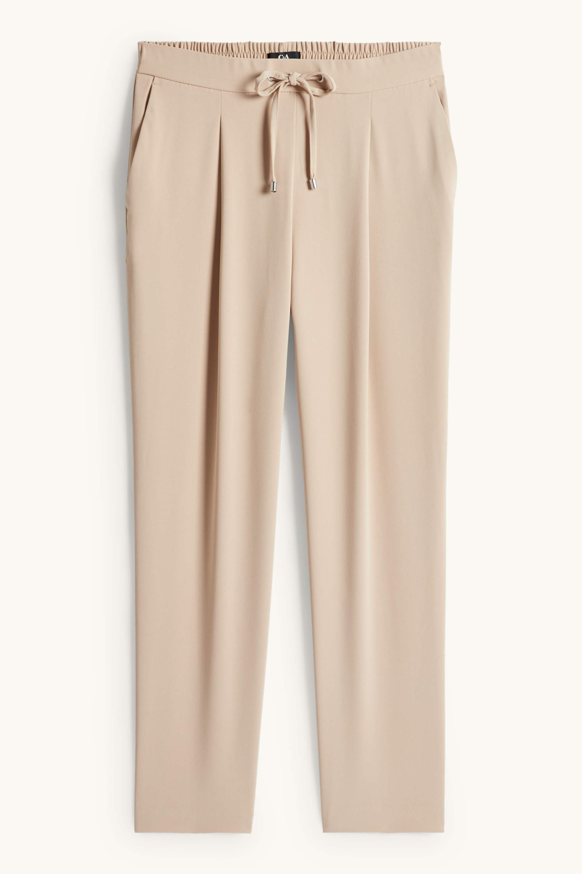 Cloth trousers - mid-rise waist - tapered fit beige