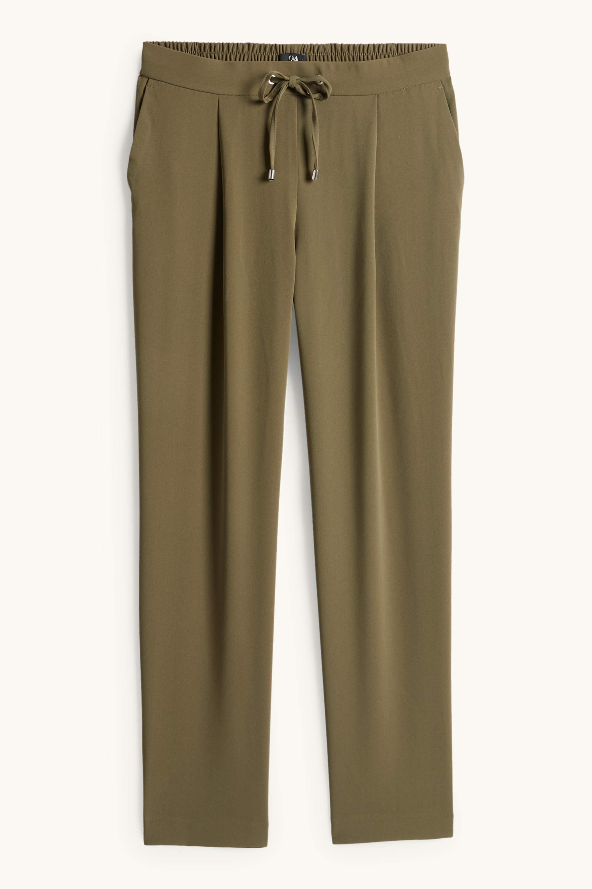 Cloth trousers - mid-rise waist - tapered fit dark green