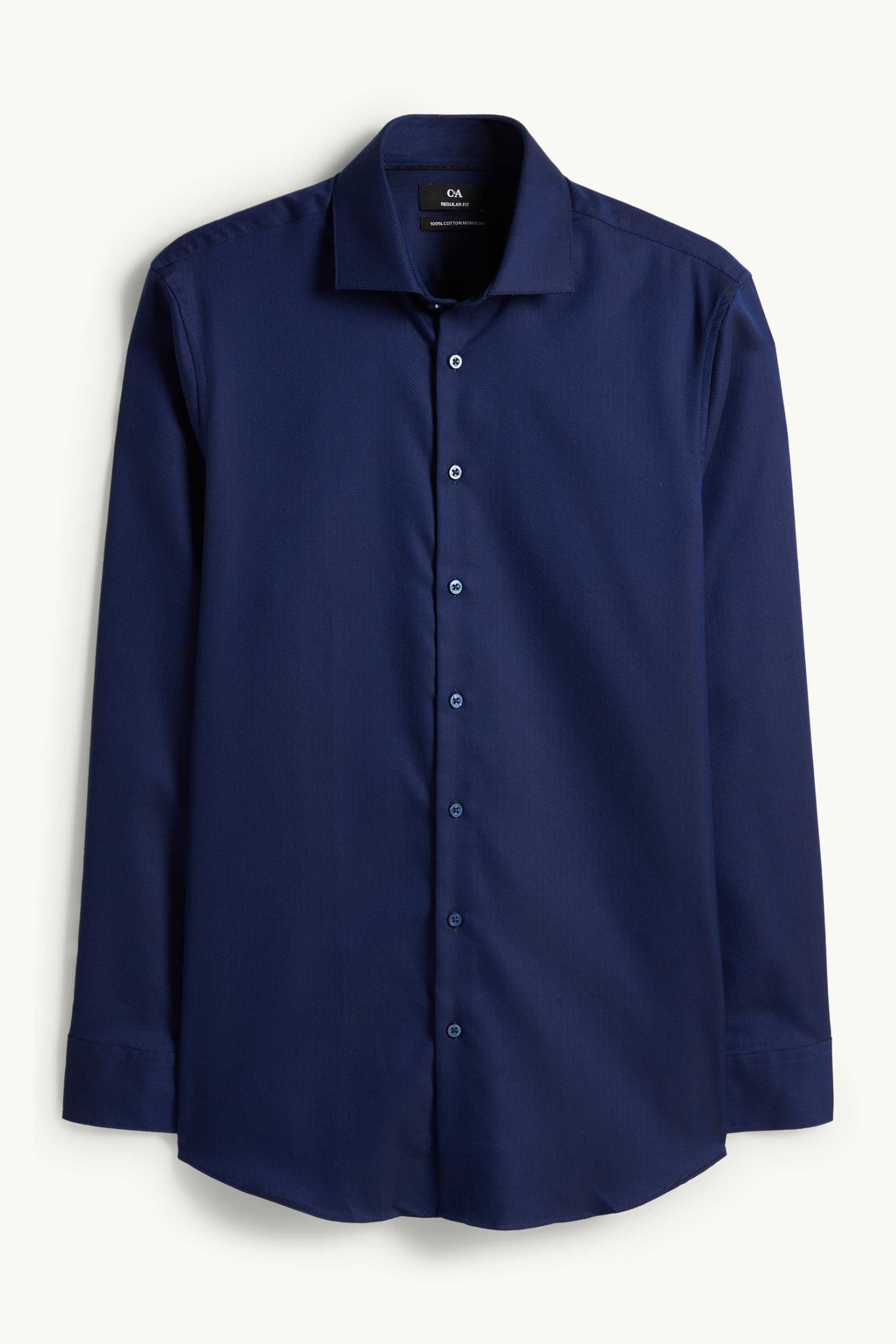 Business shirt - regular fit - cutaway collar - easy-iron dark blue