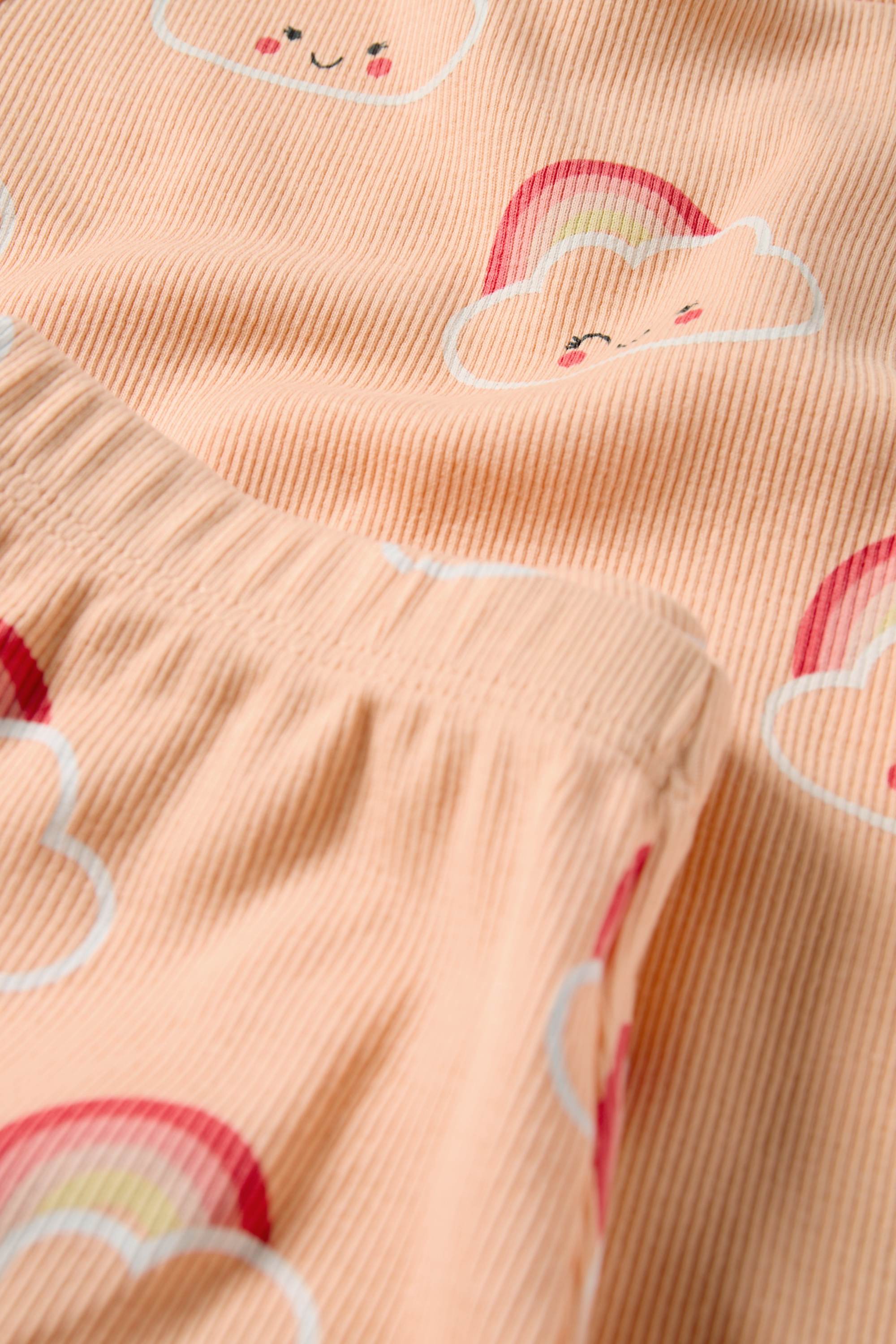 Cloud and rainbow - short pyjamas - ribbed - 2 piece light orange