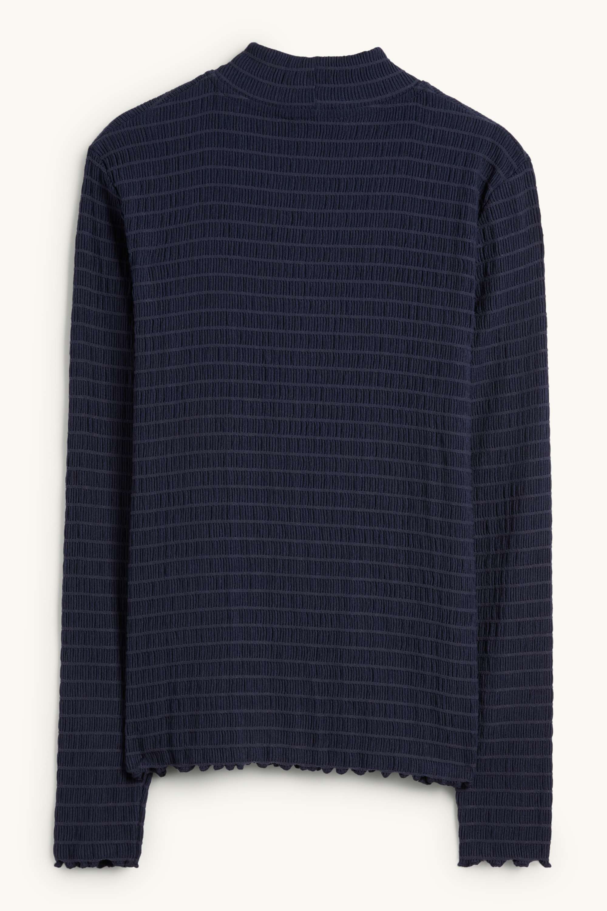 Long sleeve top - regular fit - smocked dark blue