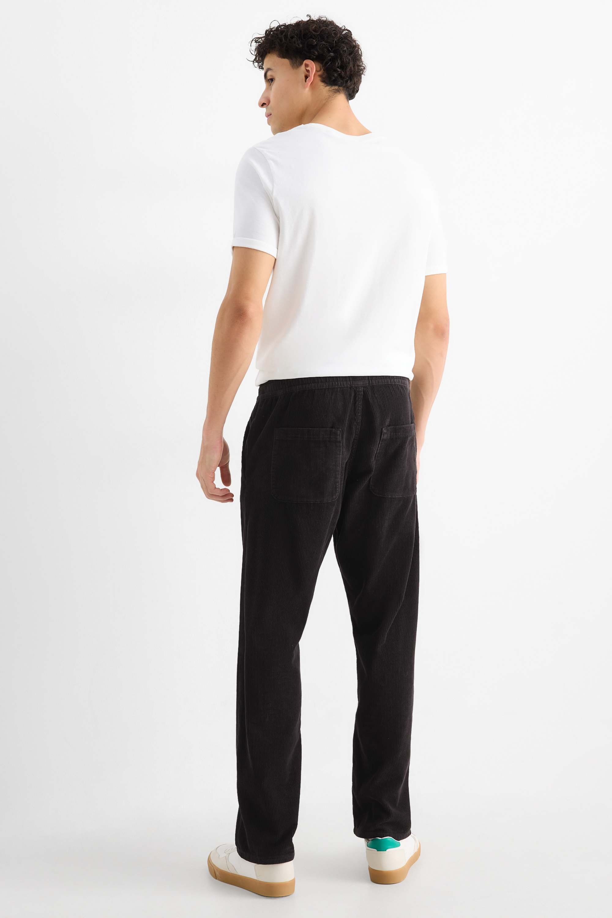 Corduroy trousers - relaxed fit black