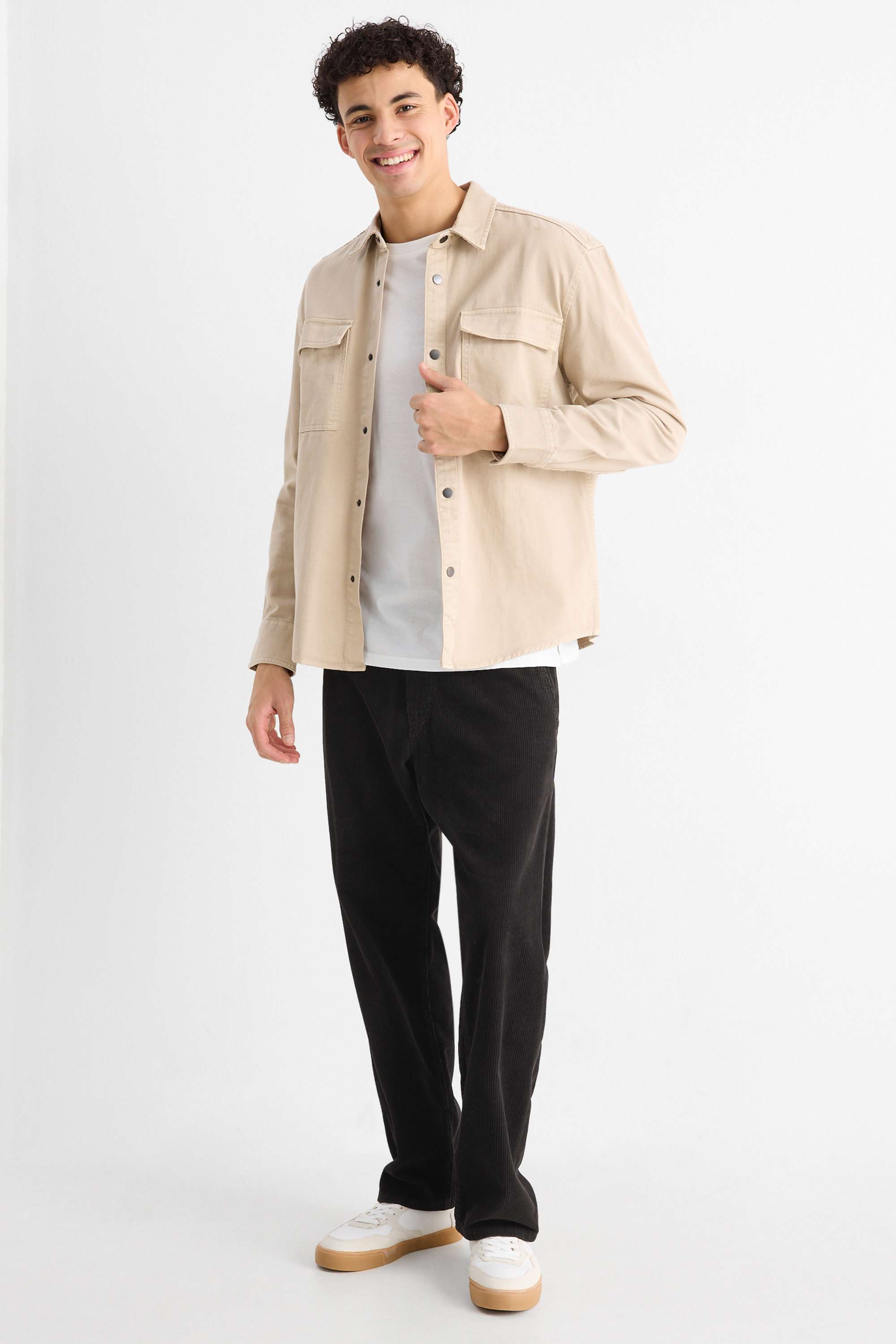 Corduroy trousers - relaxed fit black