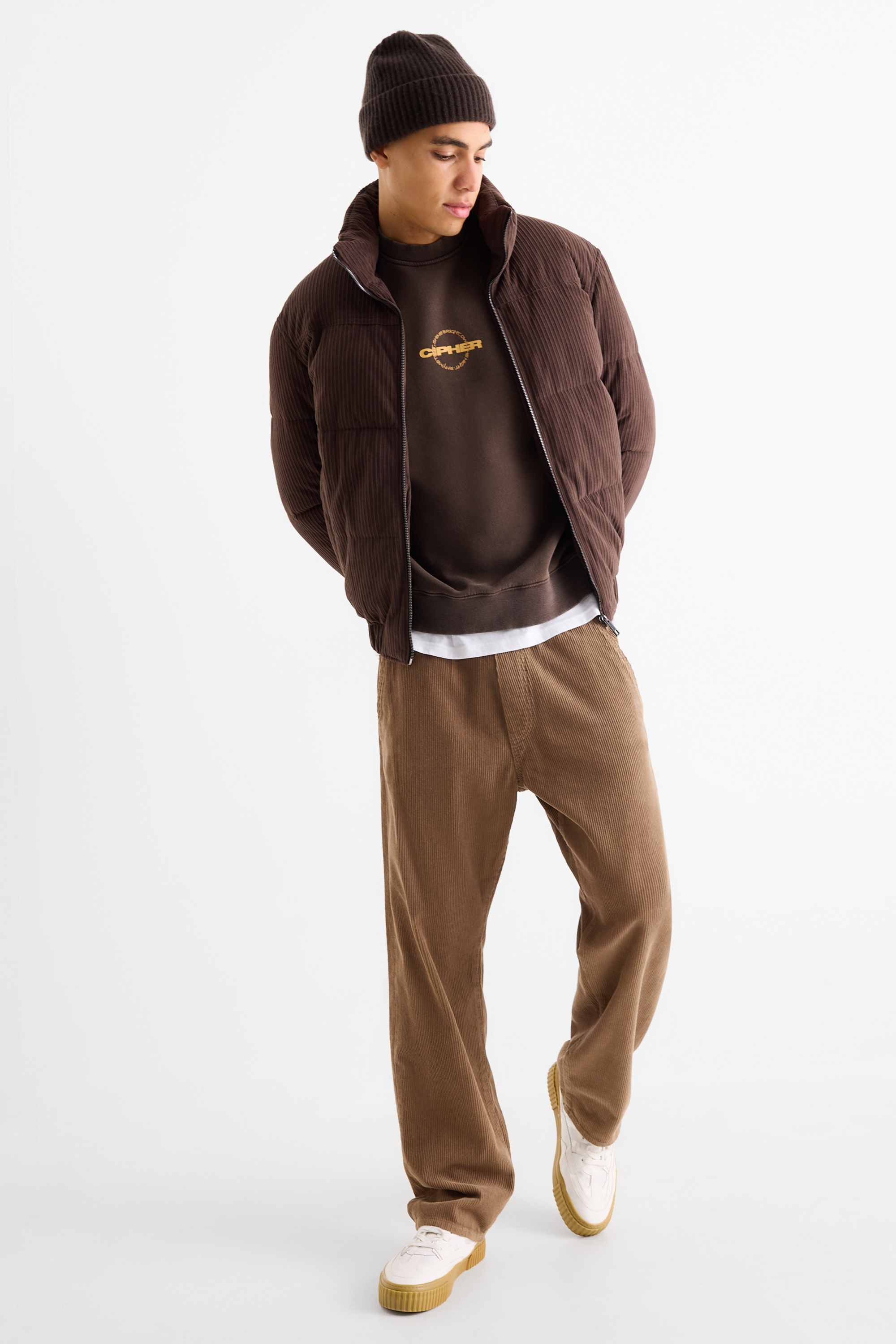 Corduroy trousers - relaxed fit brown
