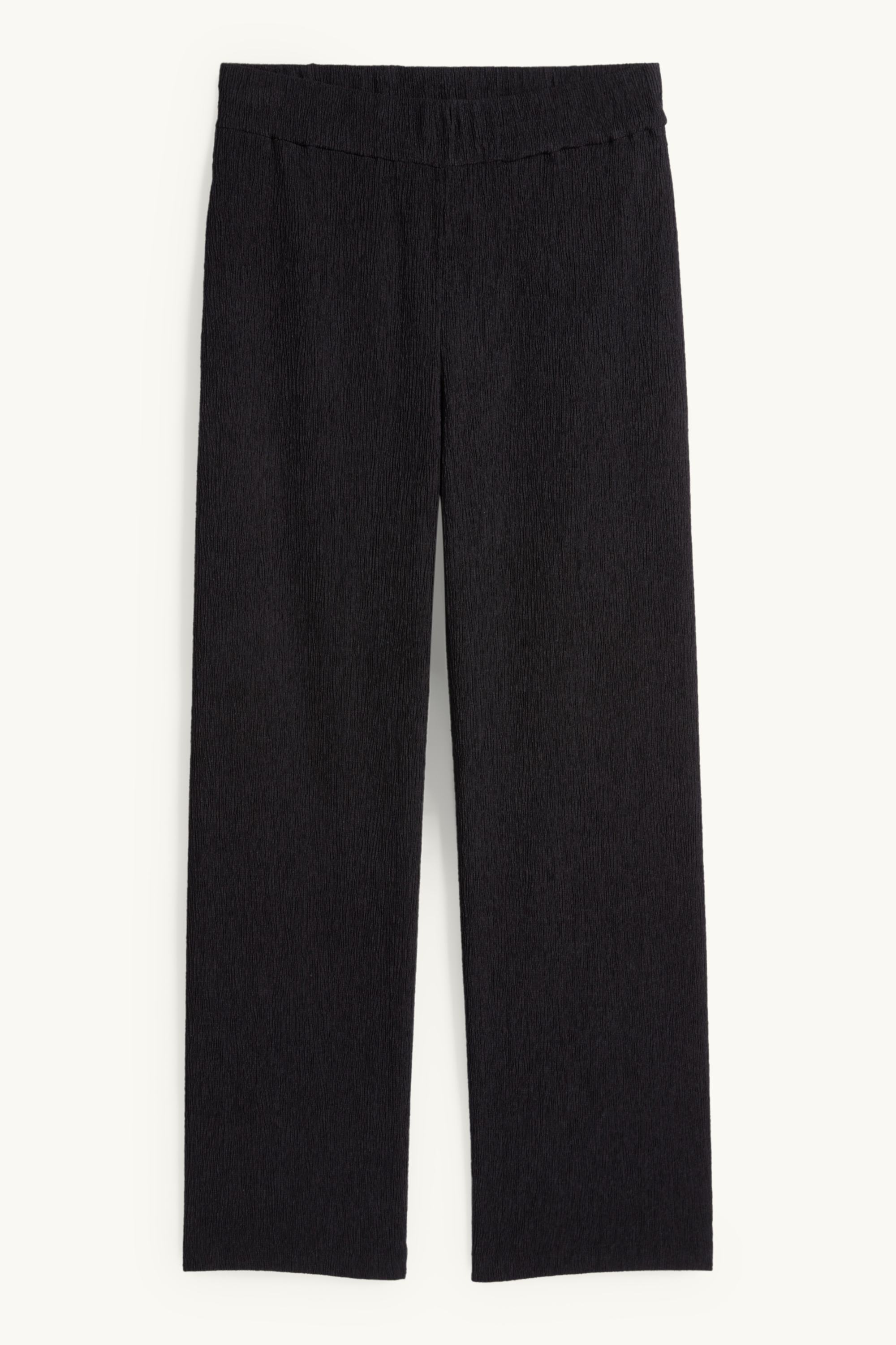 Jersey trousers - mid-rise waist - textured black