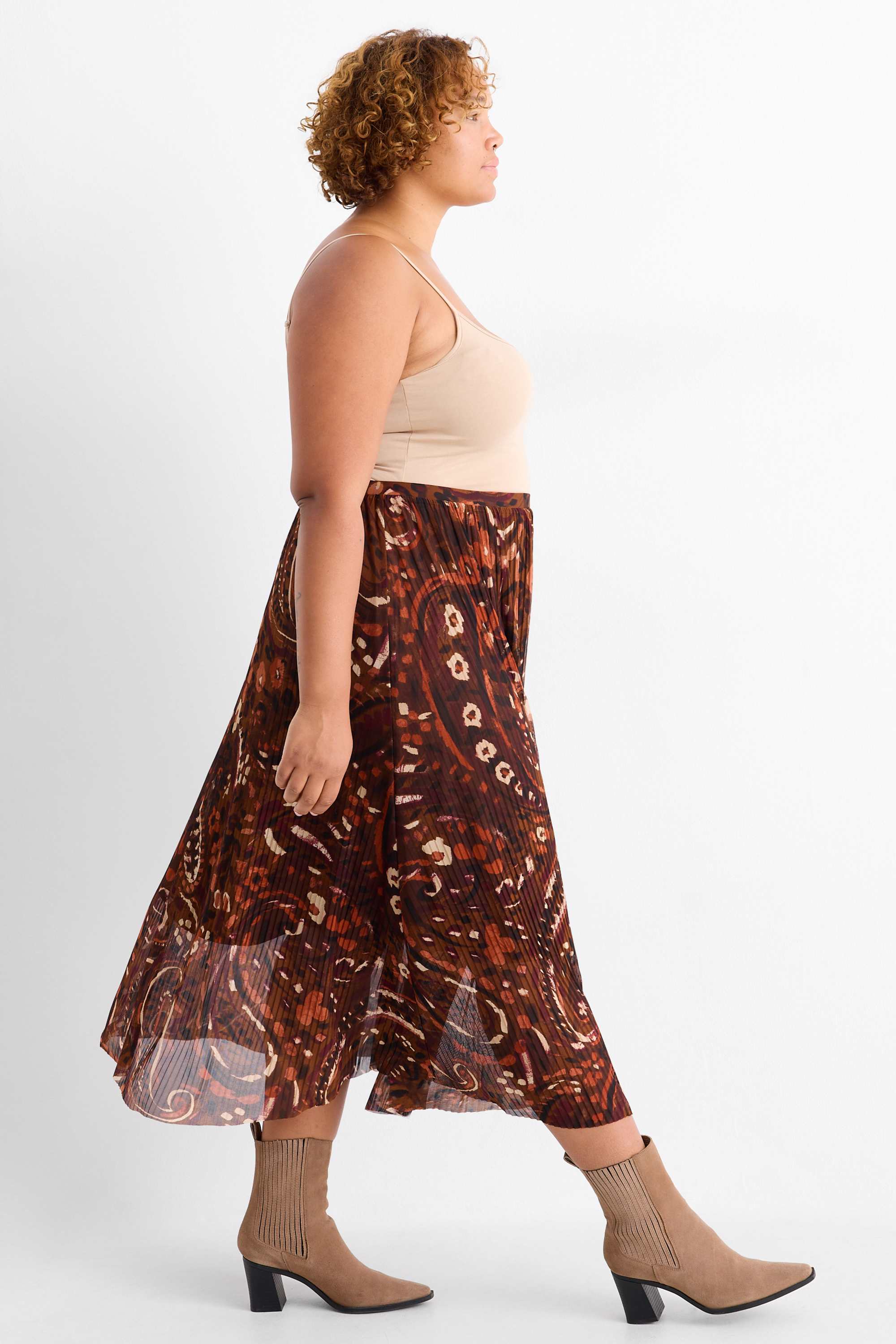 Mesh skirt - patterned brown