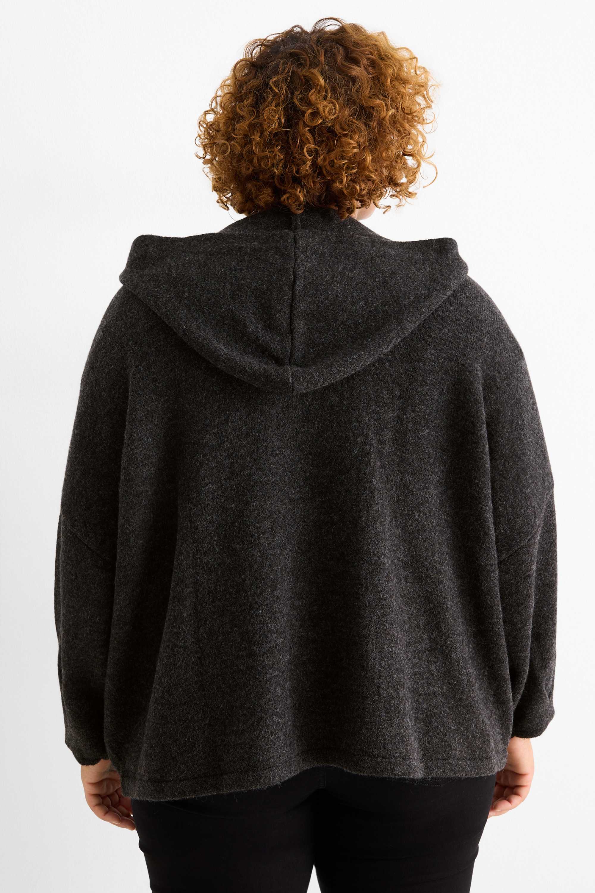 Cardigan with hood dark gray