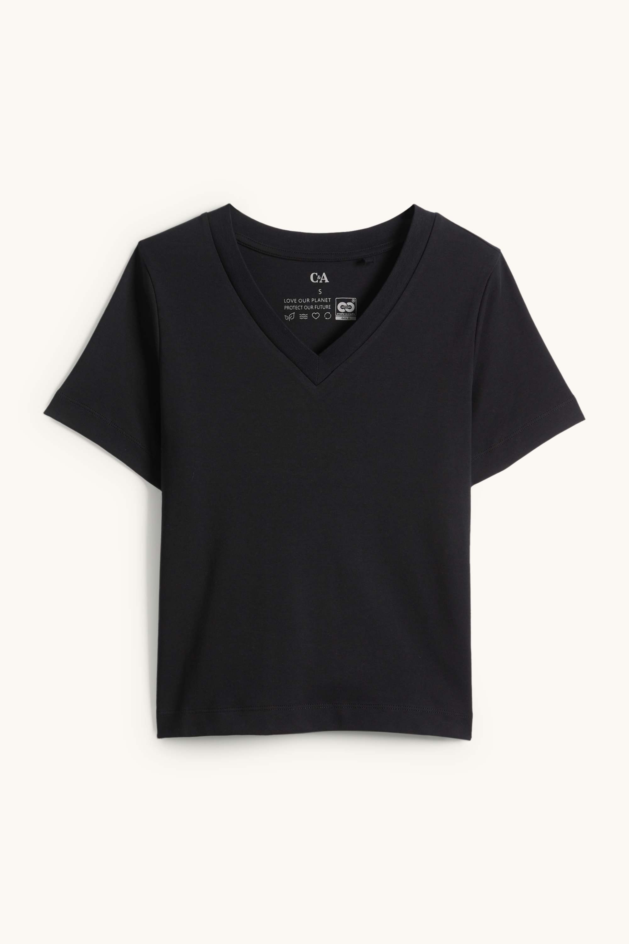 V-neck T-shirt - slim fit black