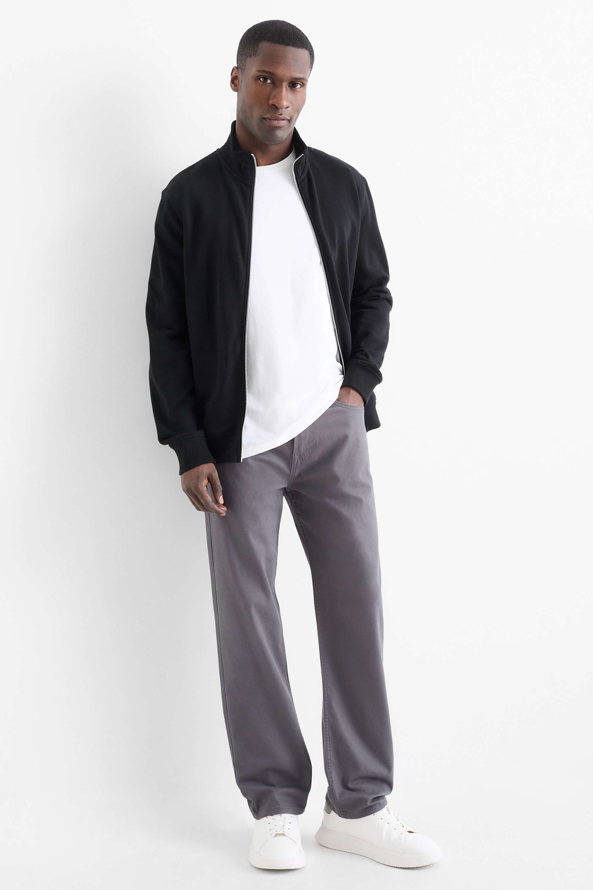 Trousers - regular fit dark gray