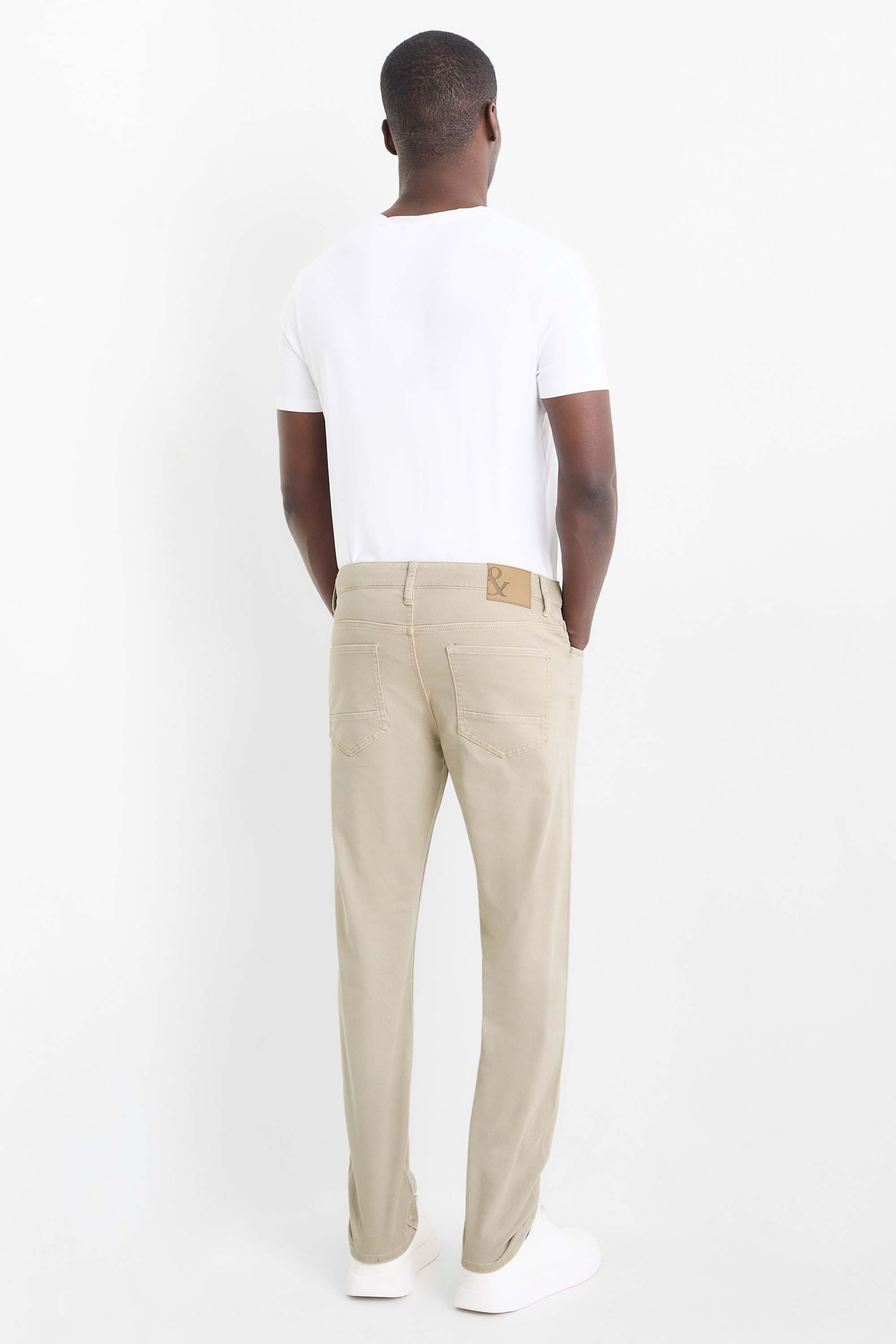 Trousers - slim fit - LYCRA® light beige