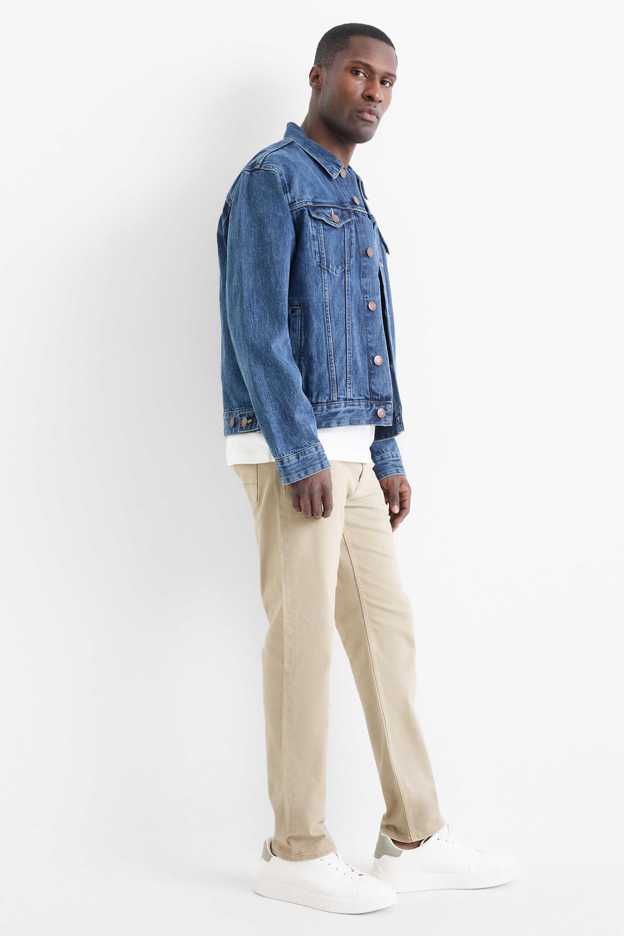 Trousers - slim fit - LYCRA® light beige