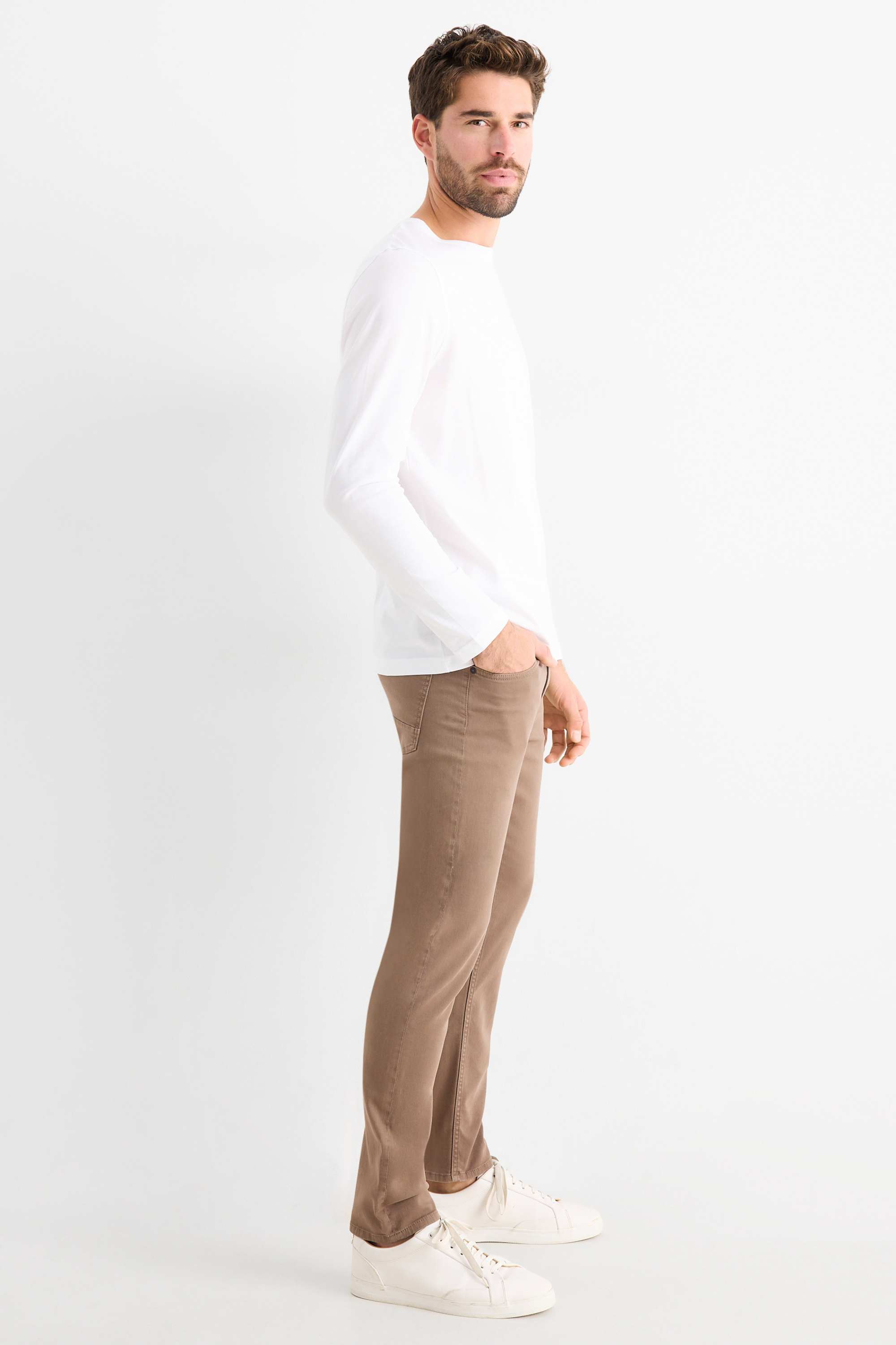 Trousers - slim fit - LYCRA® brown