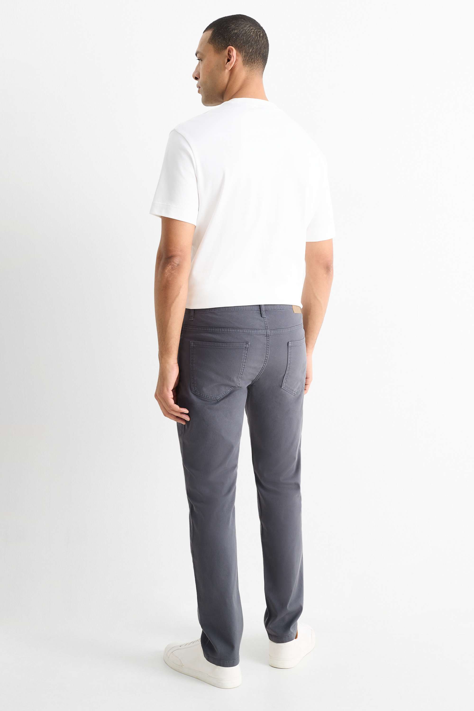 Trousers - slim fit - textured dark gray