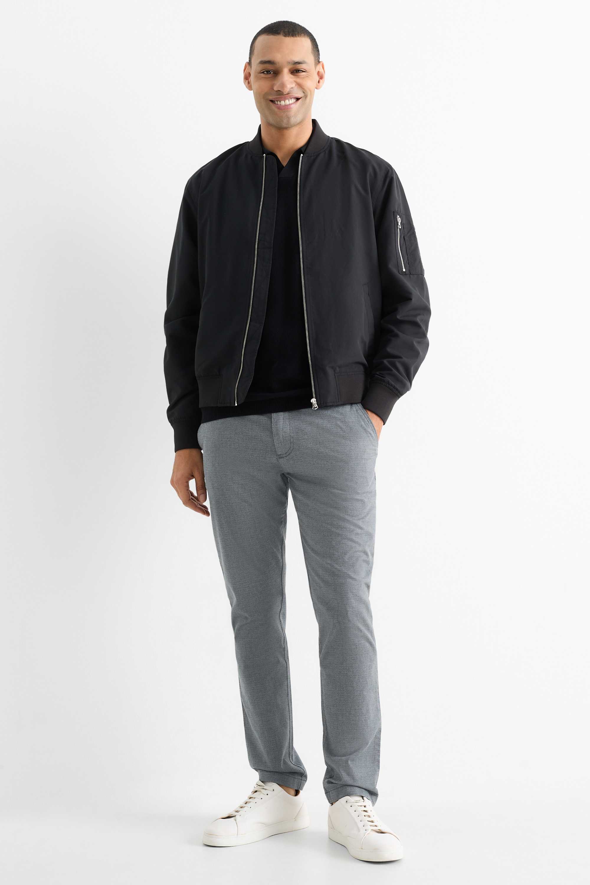Chinos - slim fit - textured dark gray