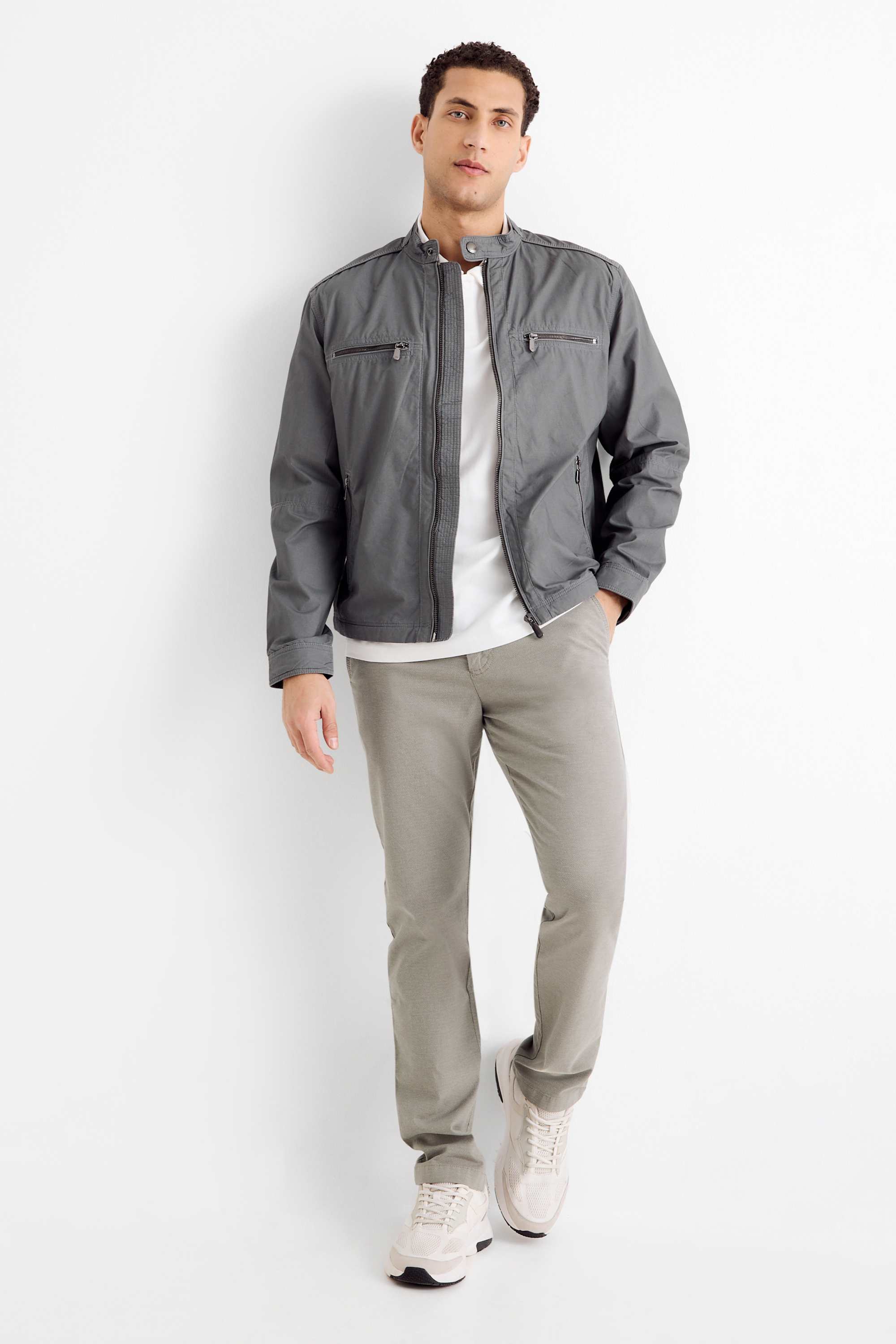 Chinos - slim fit - textured gray