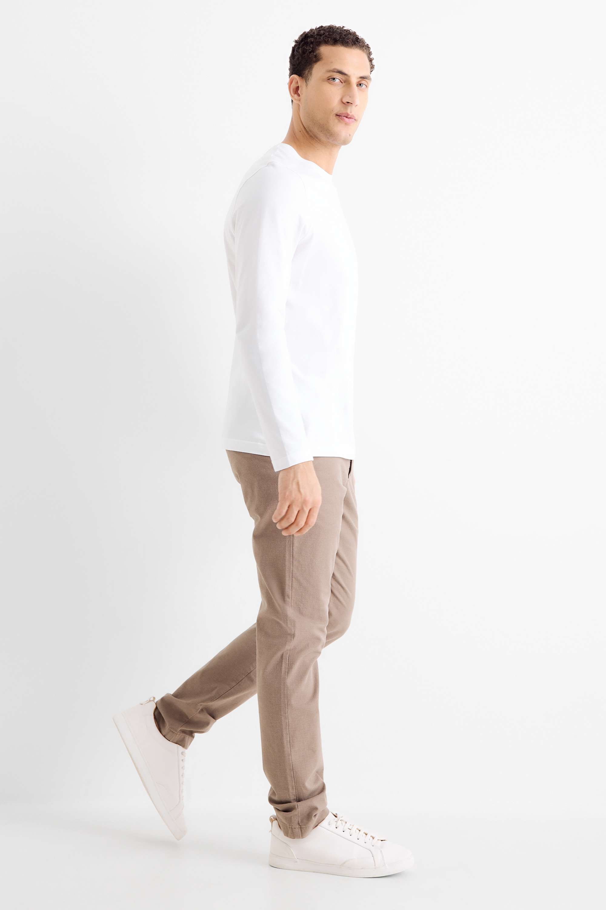 Chinos - slim fit - textured brown