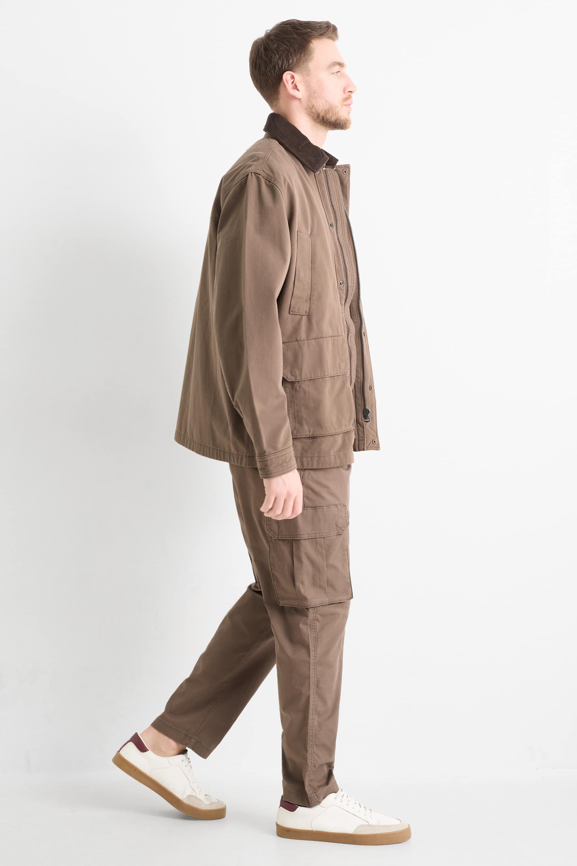 Cargo trousers - tapered fit brown