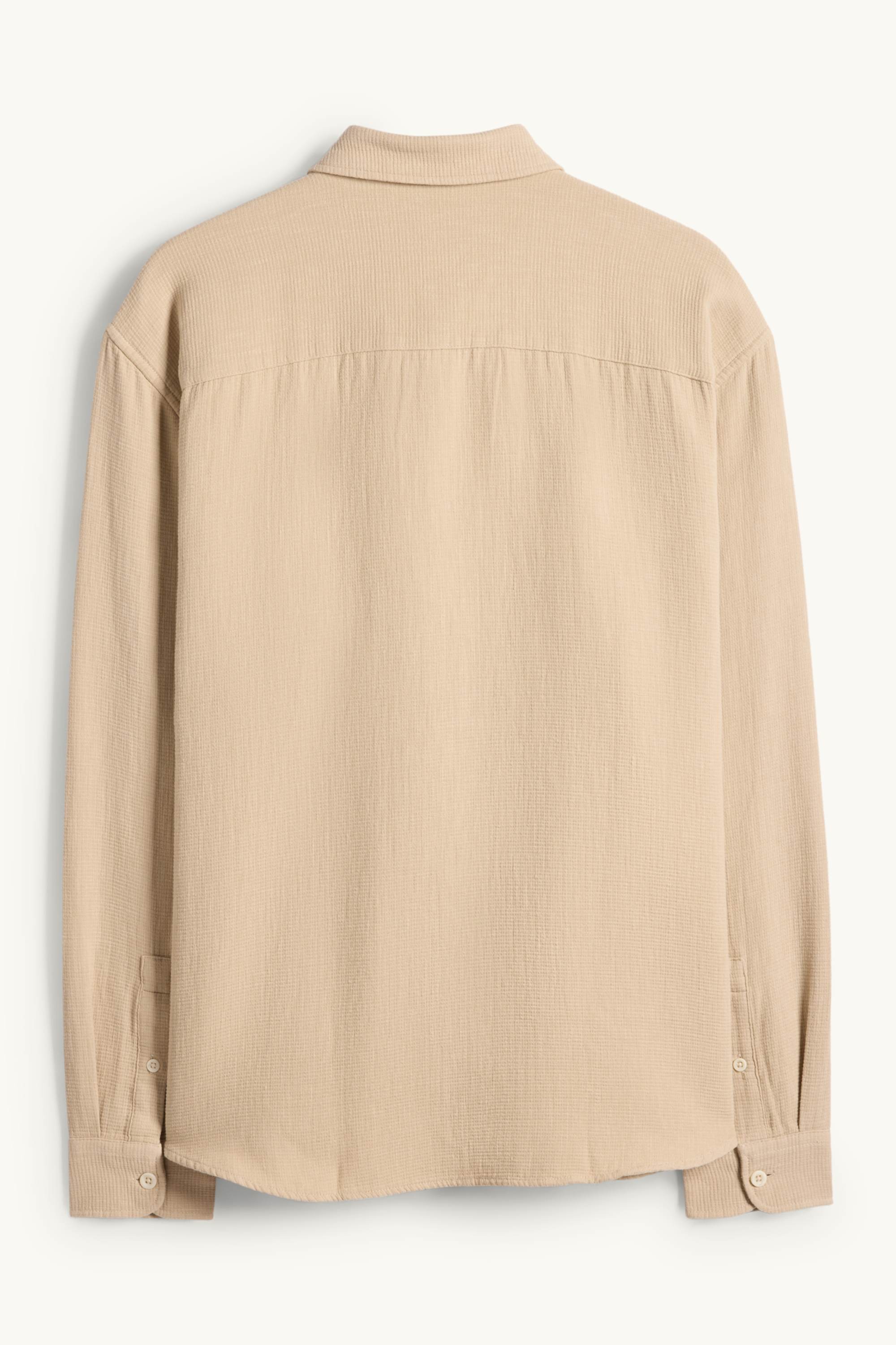 Shirt - loose fit - kent collar - textured beige