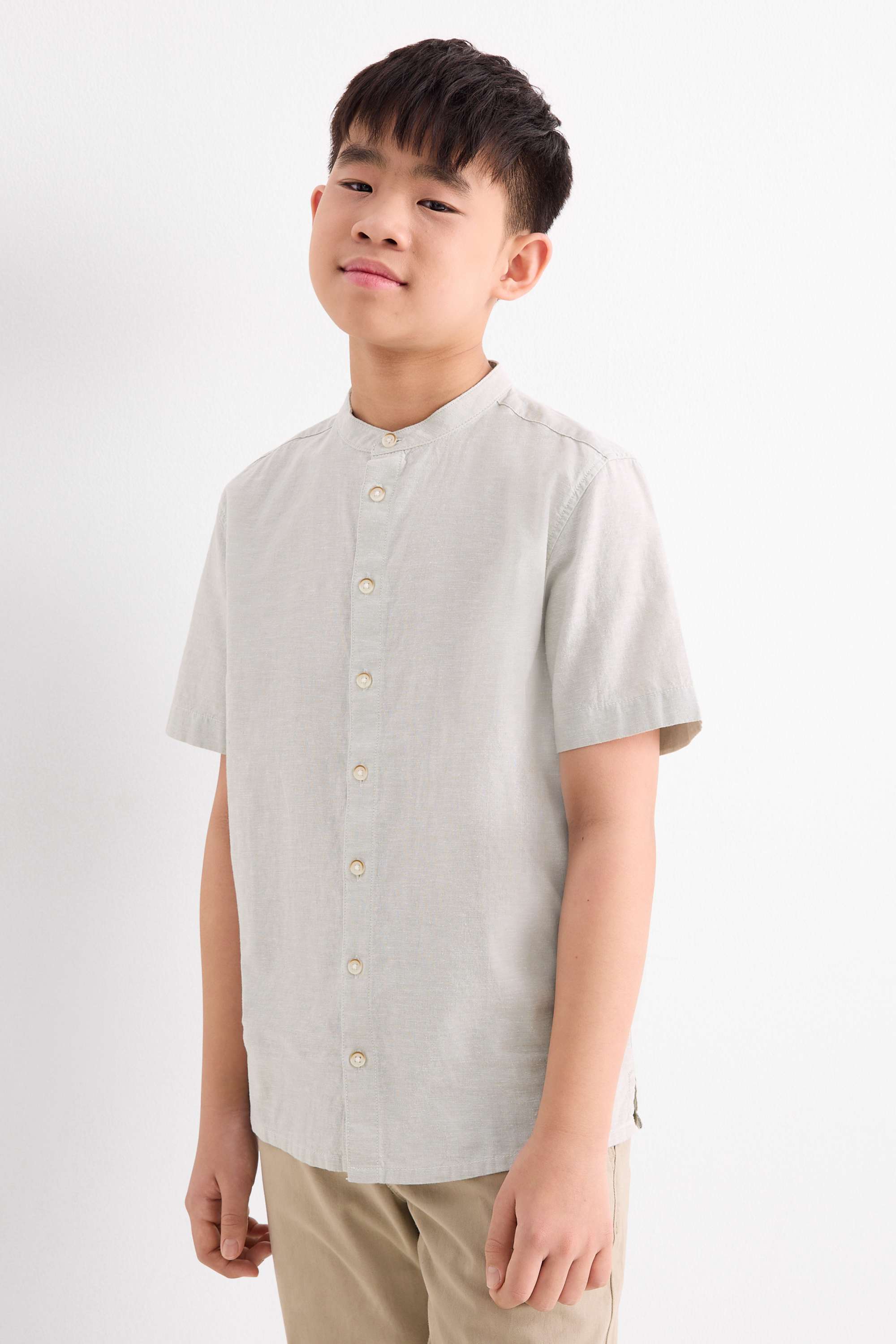 Shirt with linen content light gray