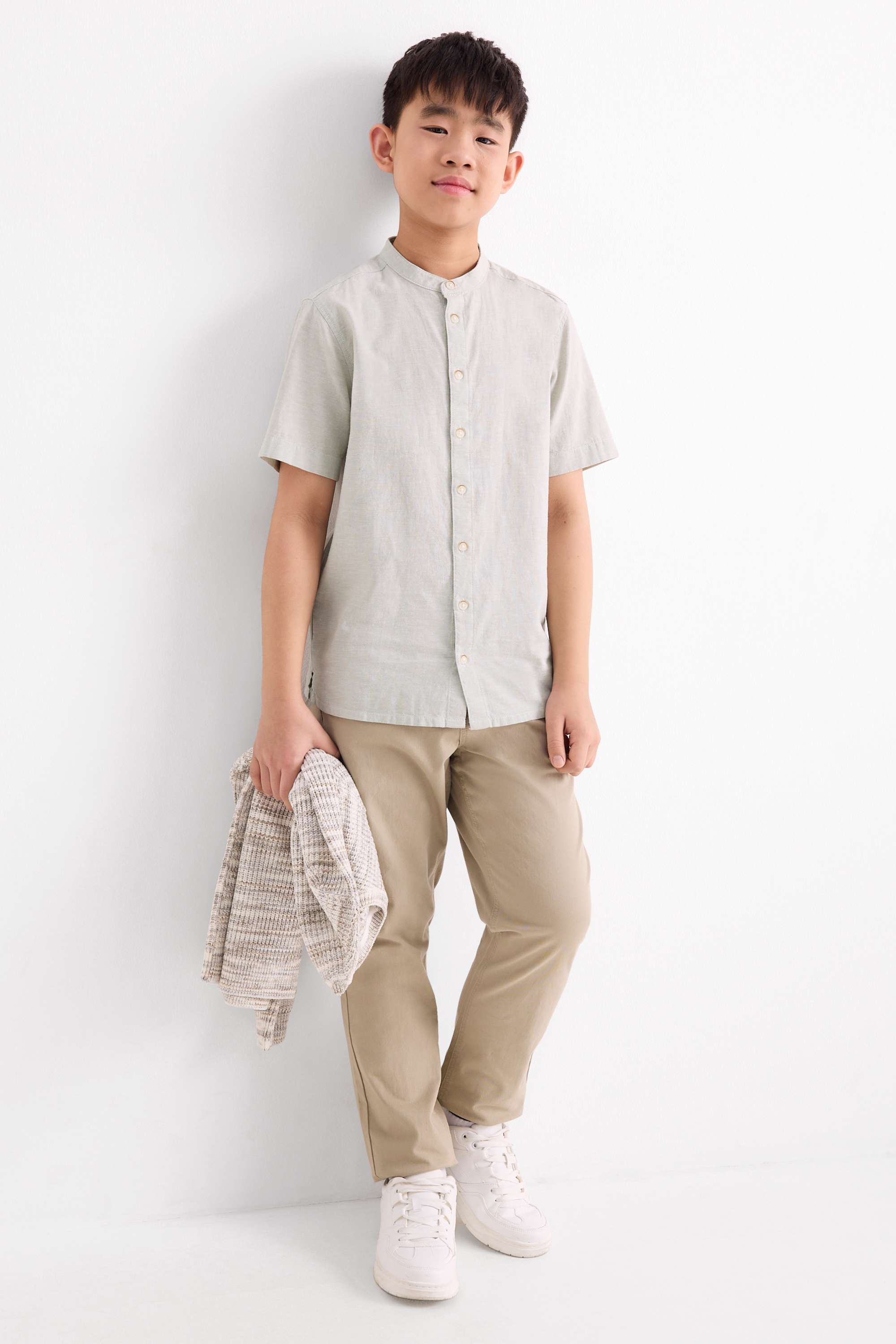 Shirt with linen content light gray