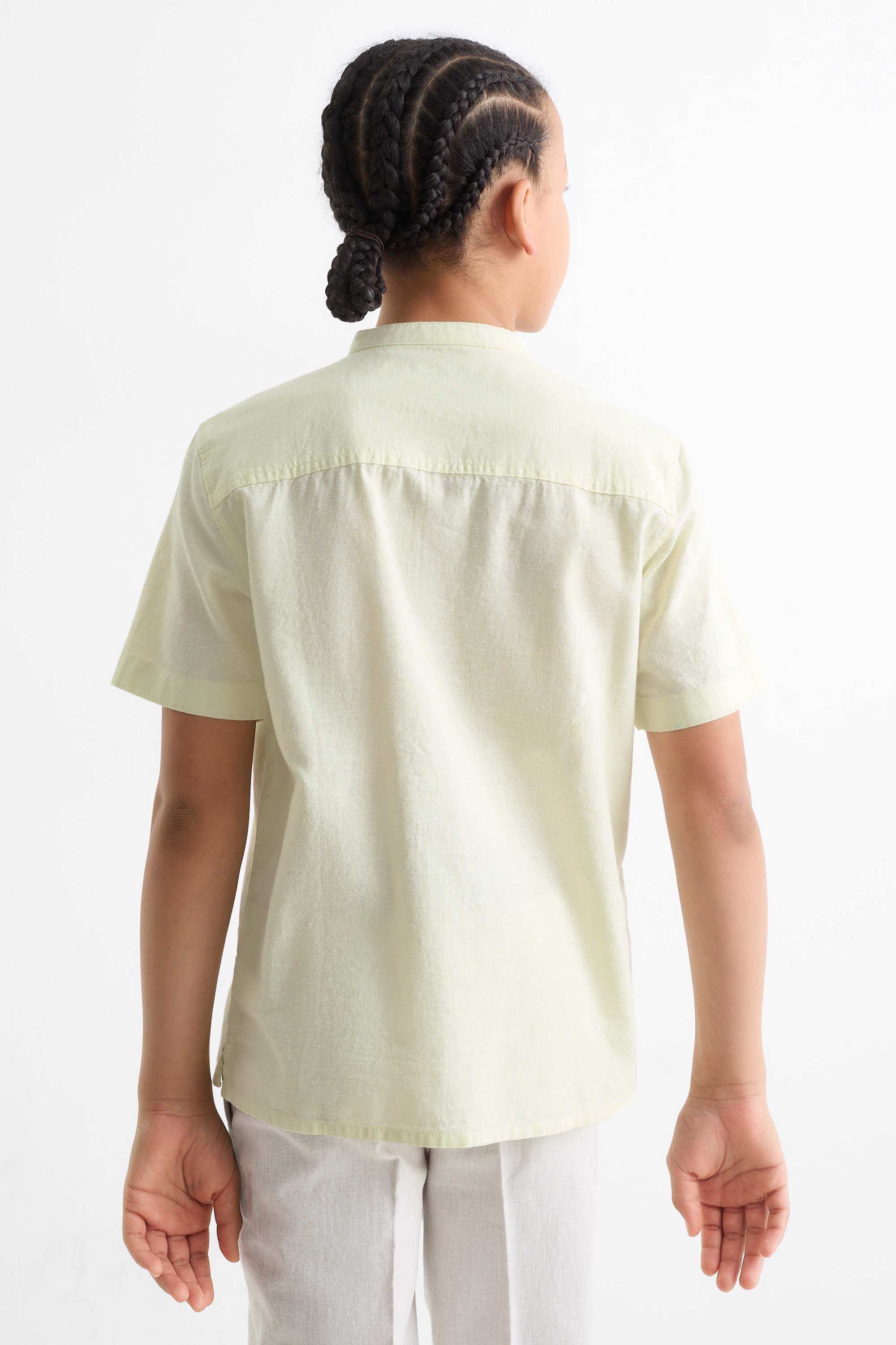 Shirt with linen content light yellow