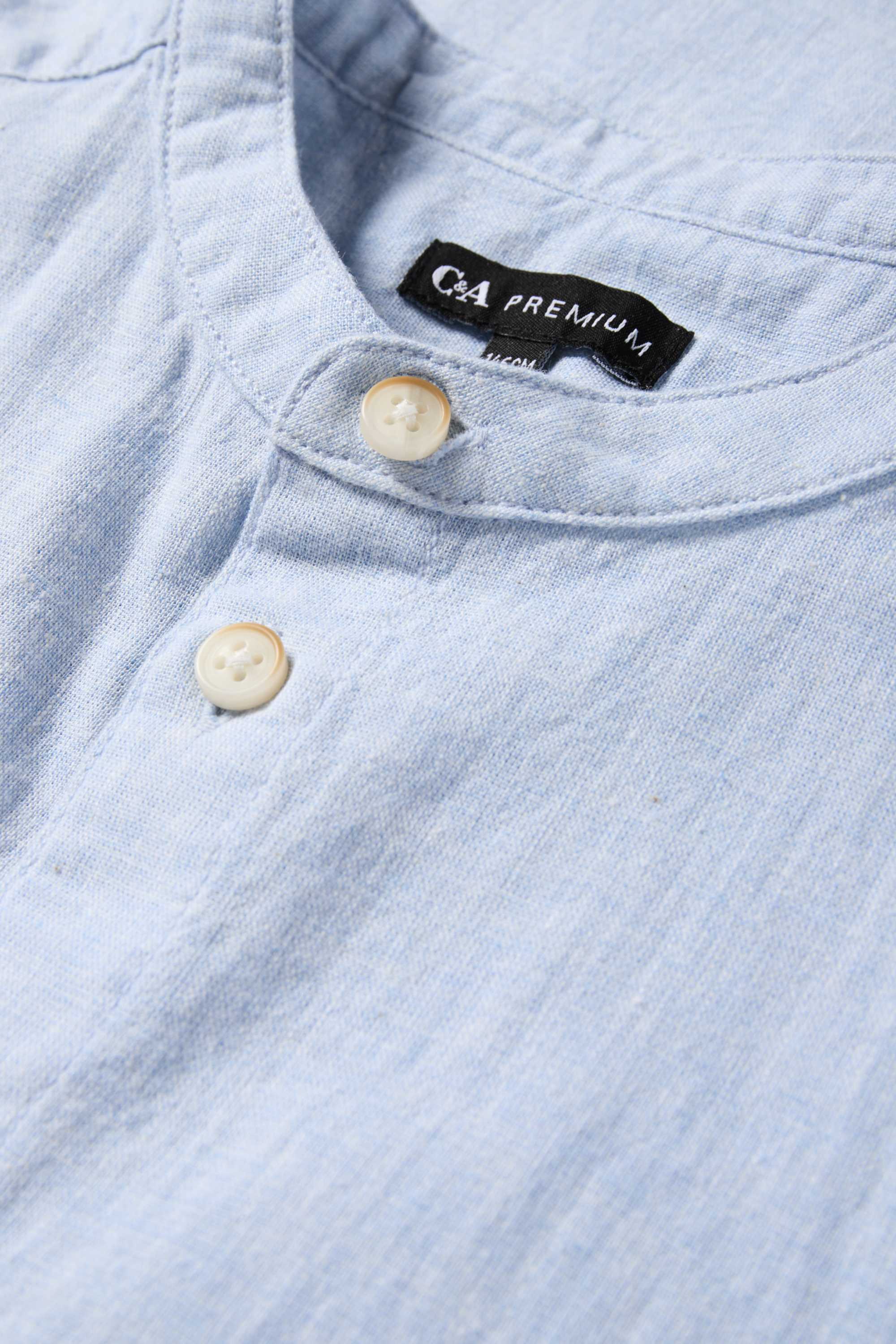 Shirt with linen content light blue