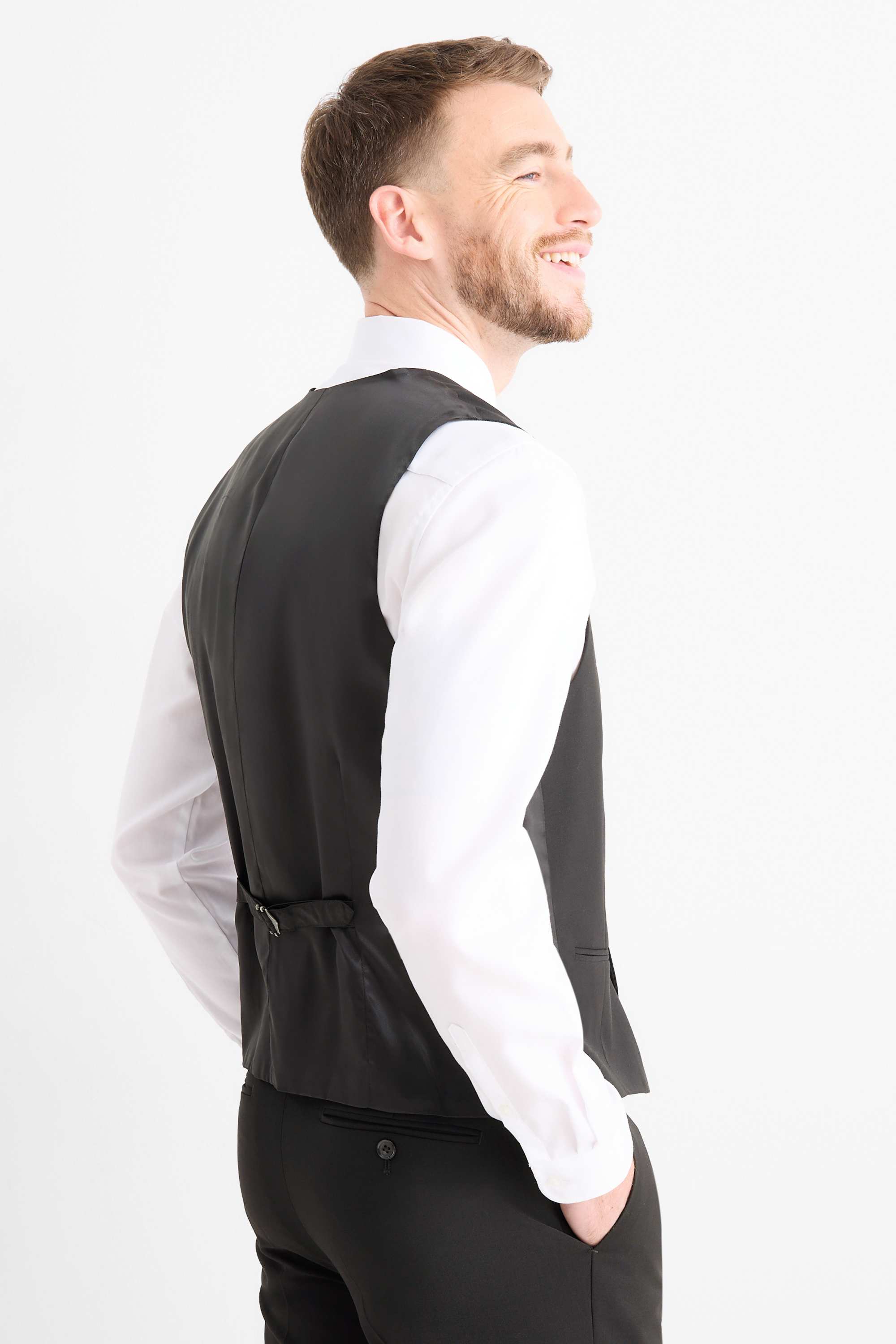 Waistcoat - regular fit - Flex - wool blend black