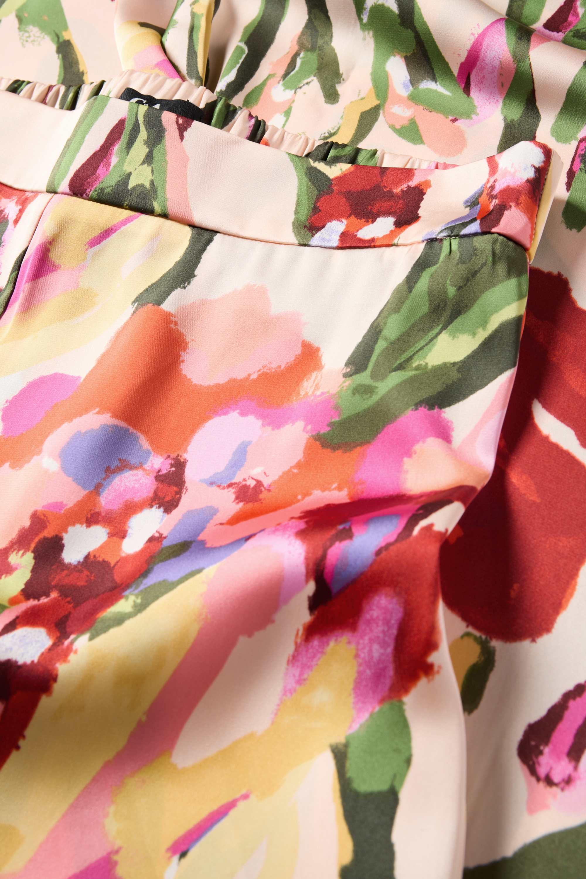 Cloth trousers - high waist - wide leg - floral multicoloured