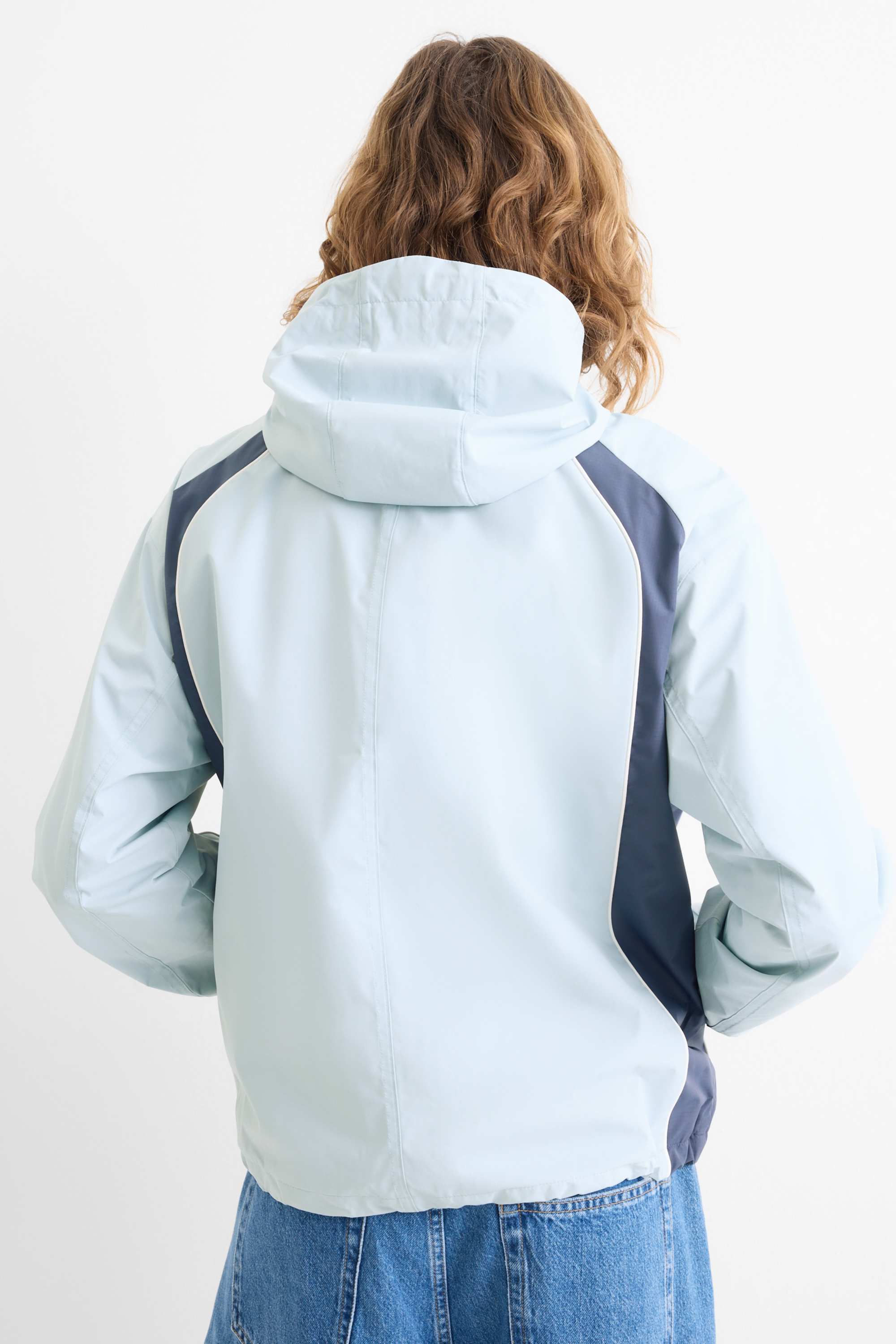 Jacket with hood - water-repellent light blue