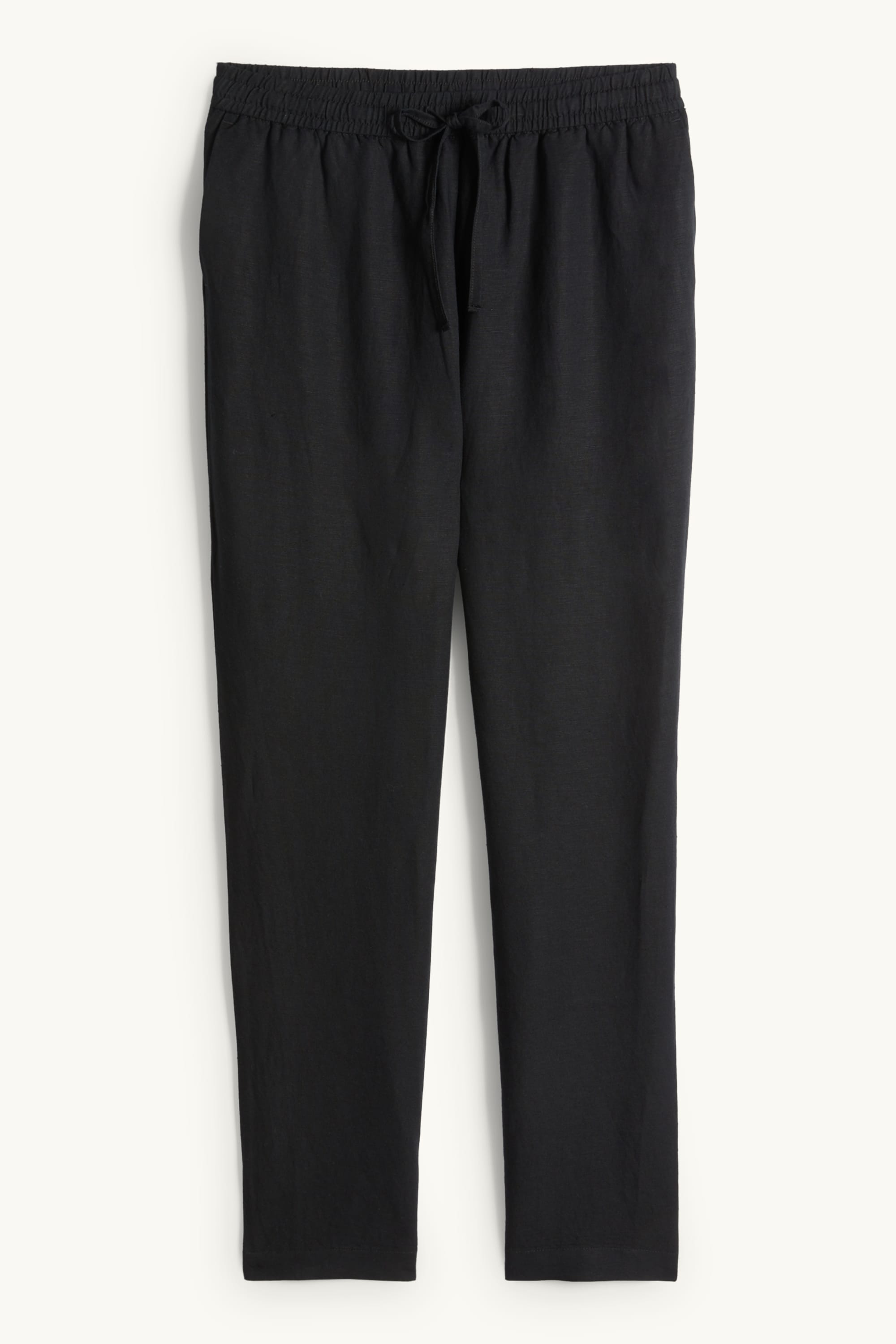 Cloth trousers - mid-rise waist - tapered fit - linen blend black