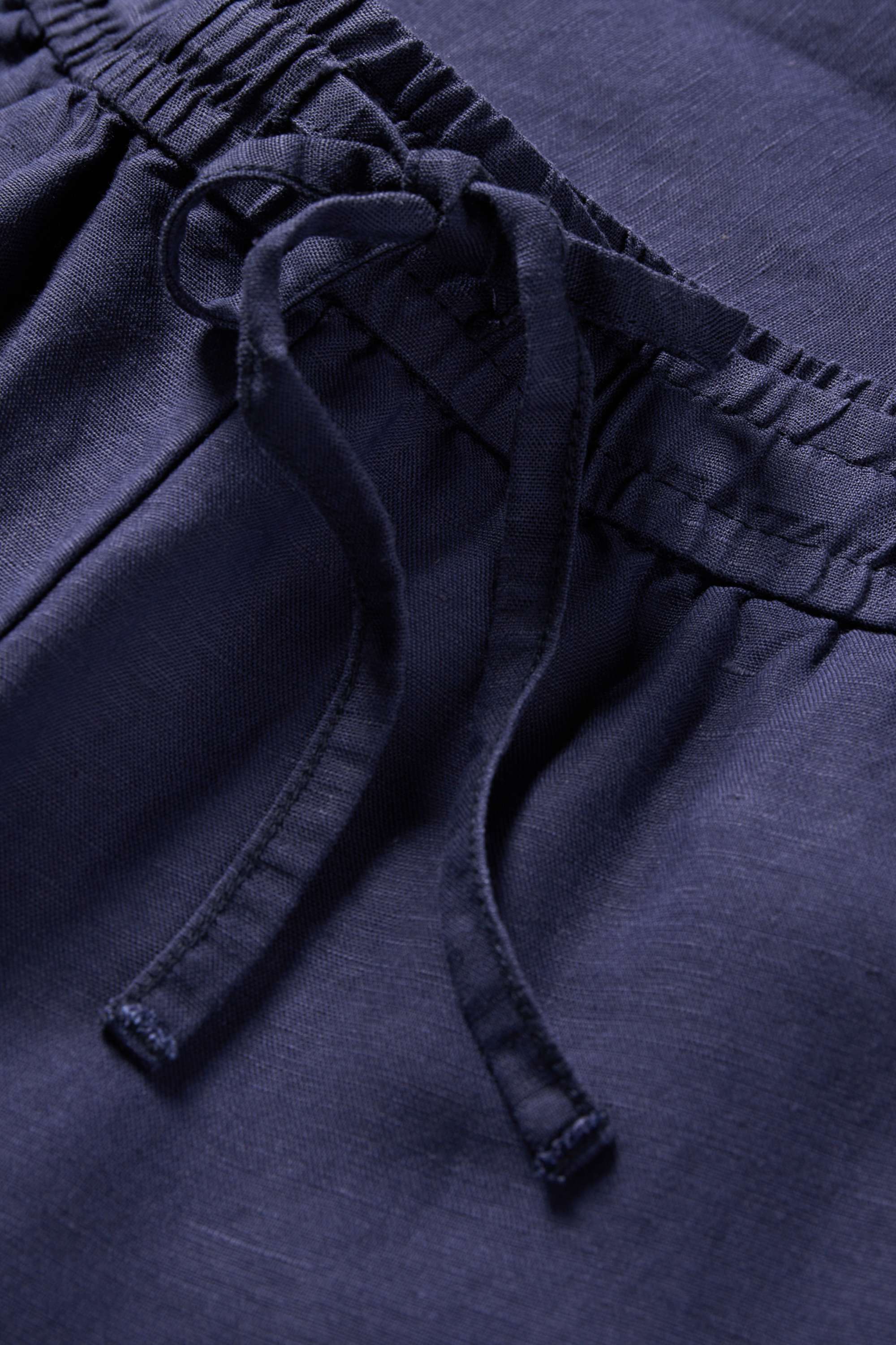 Cloth trousers - mid-rise waist - tapered fit - linen blend dark blue