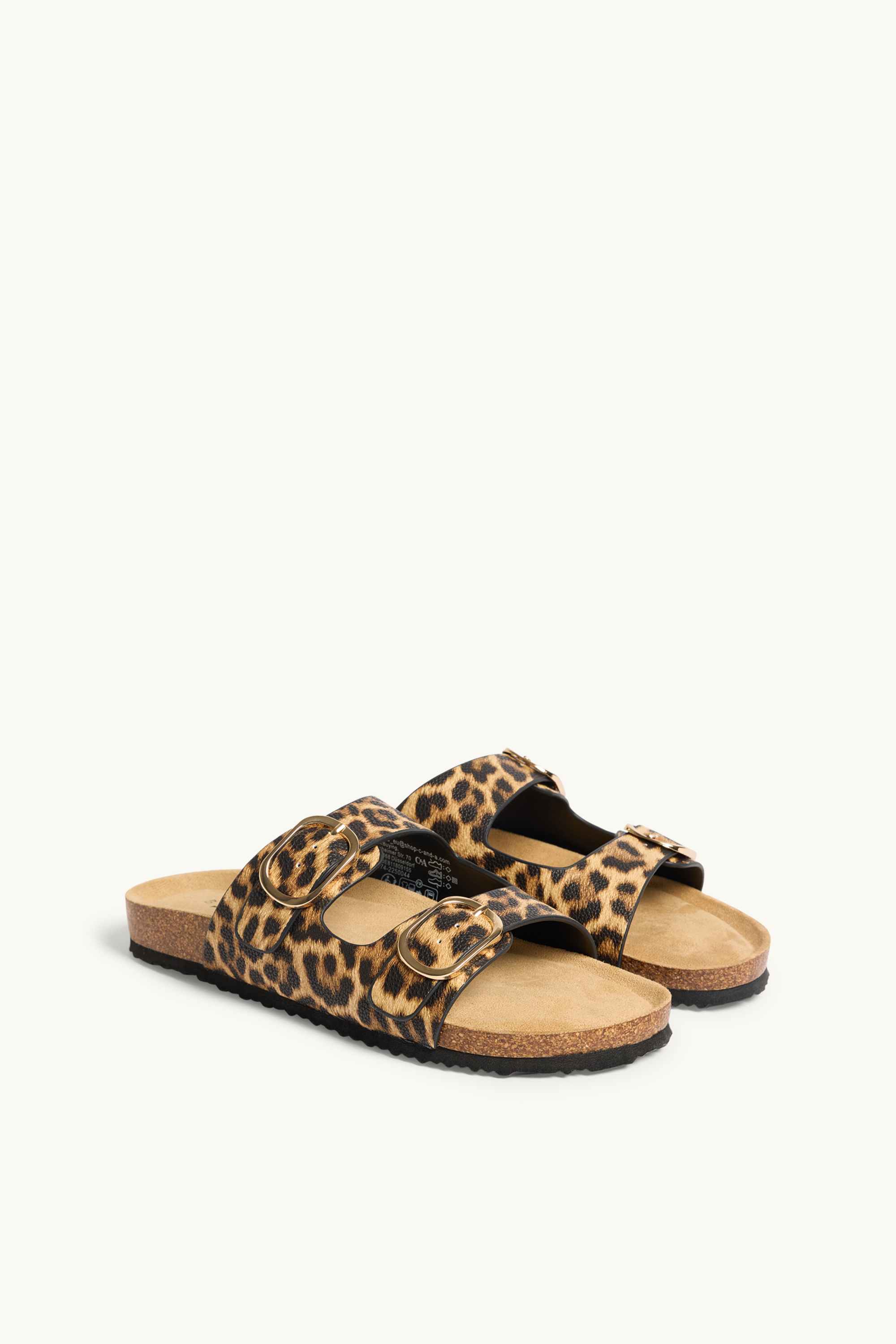 Sandals - faux leather - leopard print brown