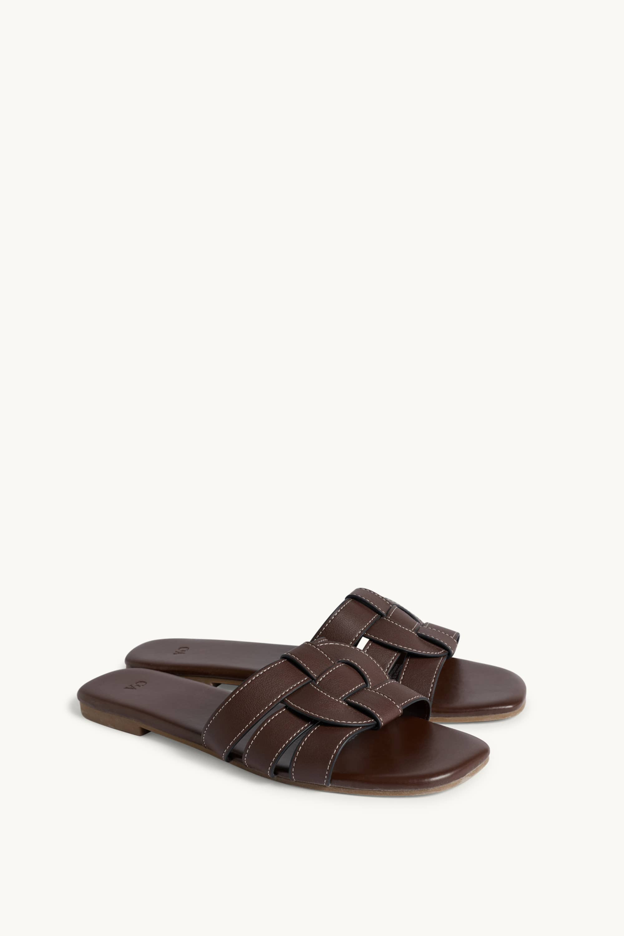 Sandals - faux leather dark brown