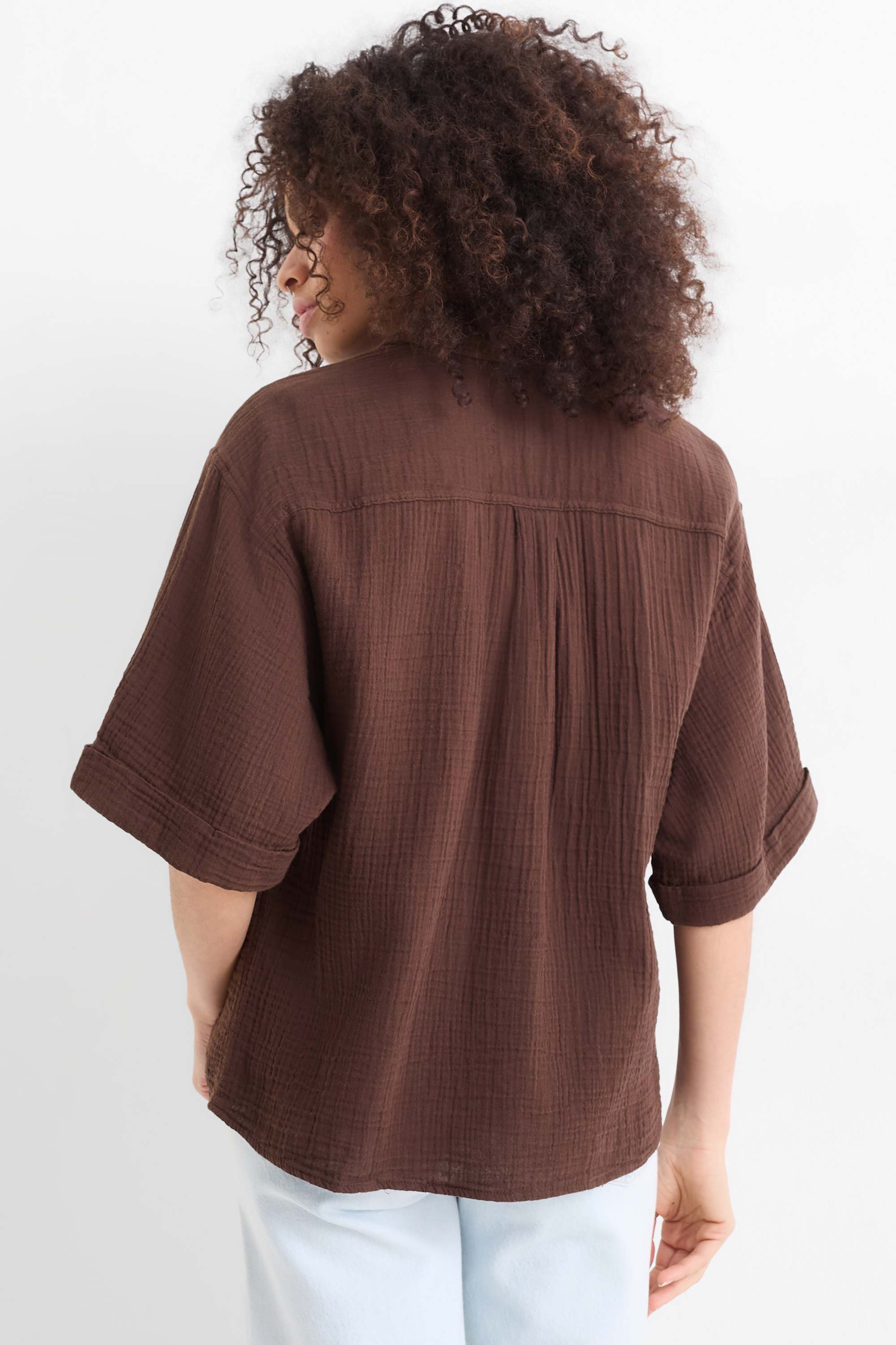 Cheesecloth blouse dark brown