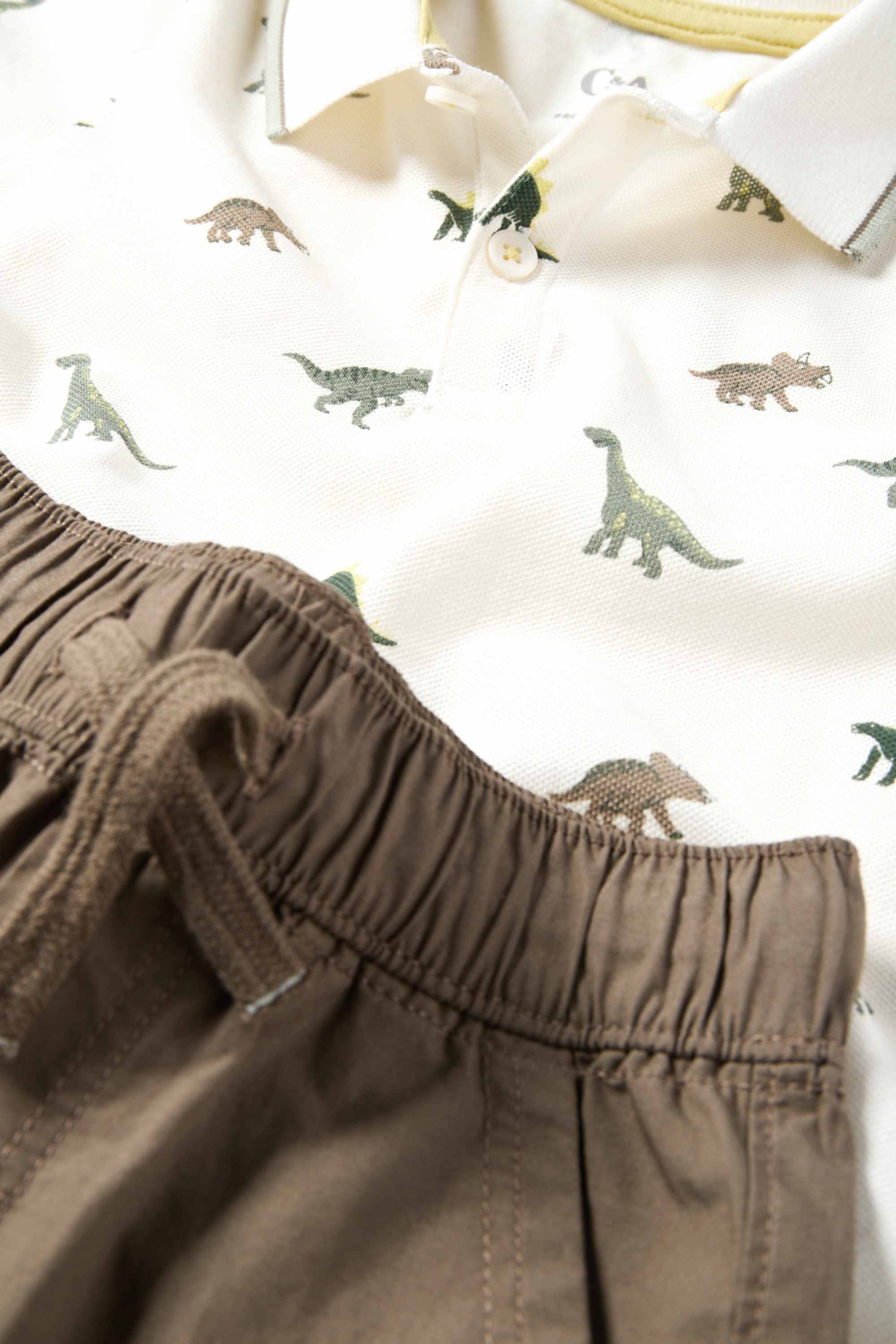 Dino - set - polo shirt and shorts - 2 piece green / cremewhite
