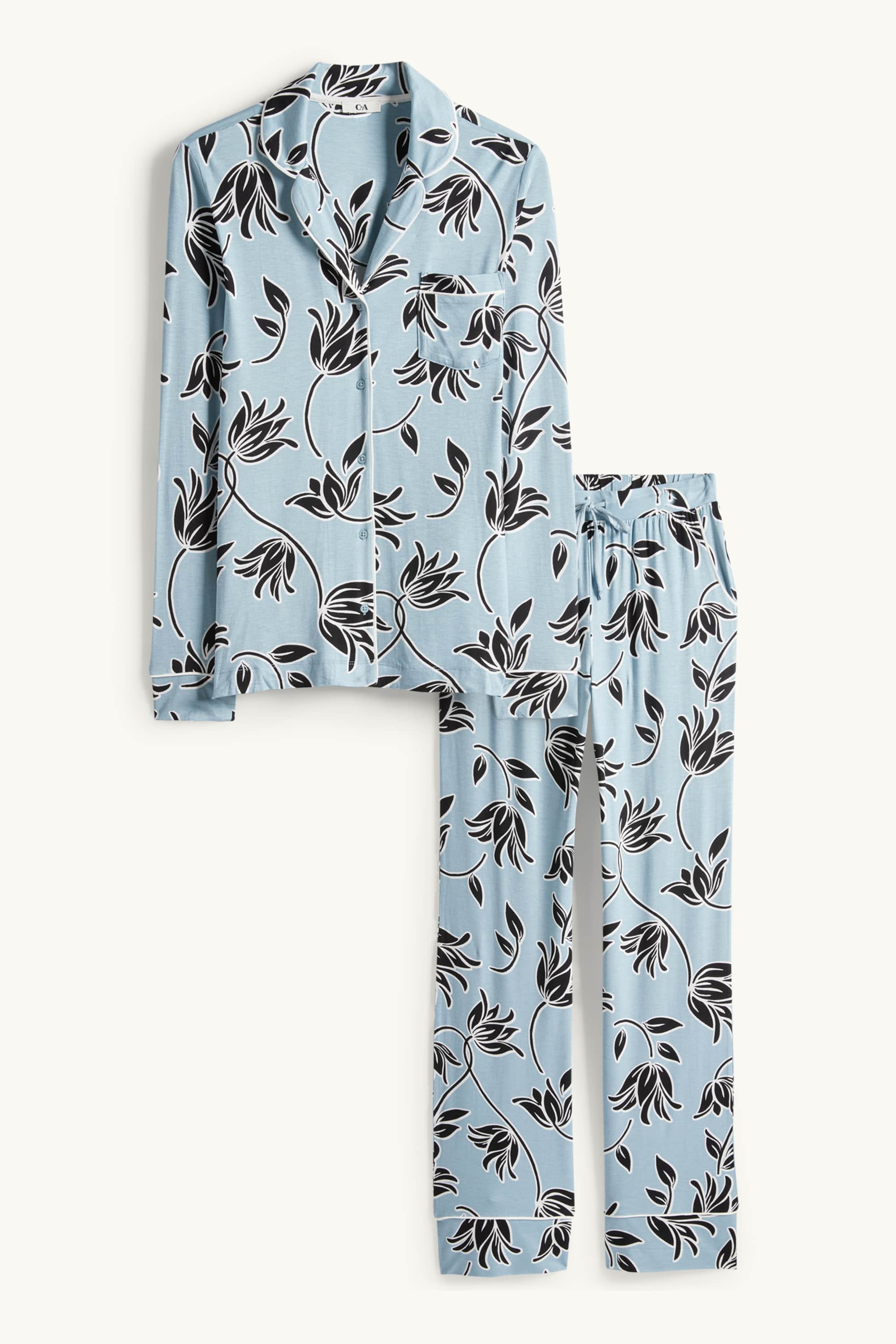 Viscose pyjamas - floral blue