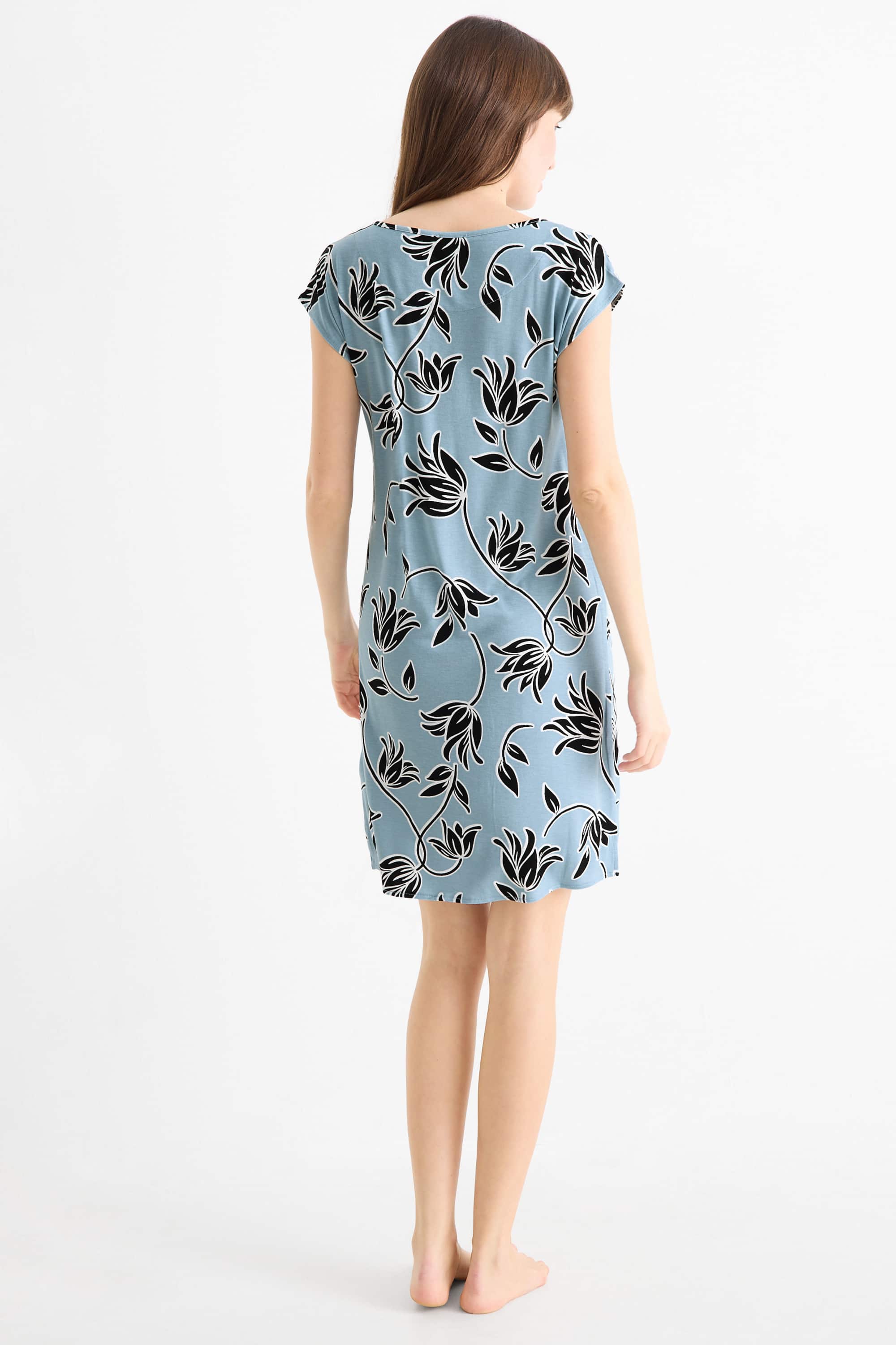 Viscose nightdress - floral blue