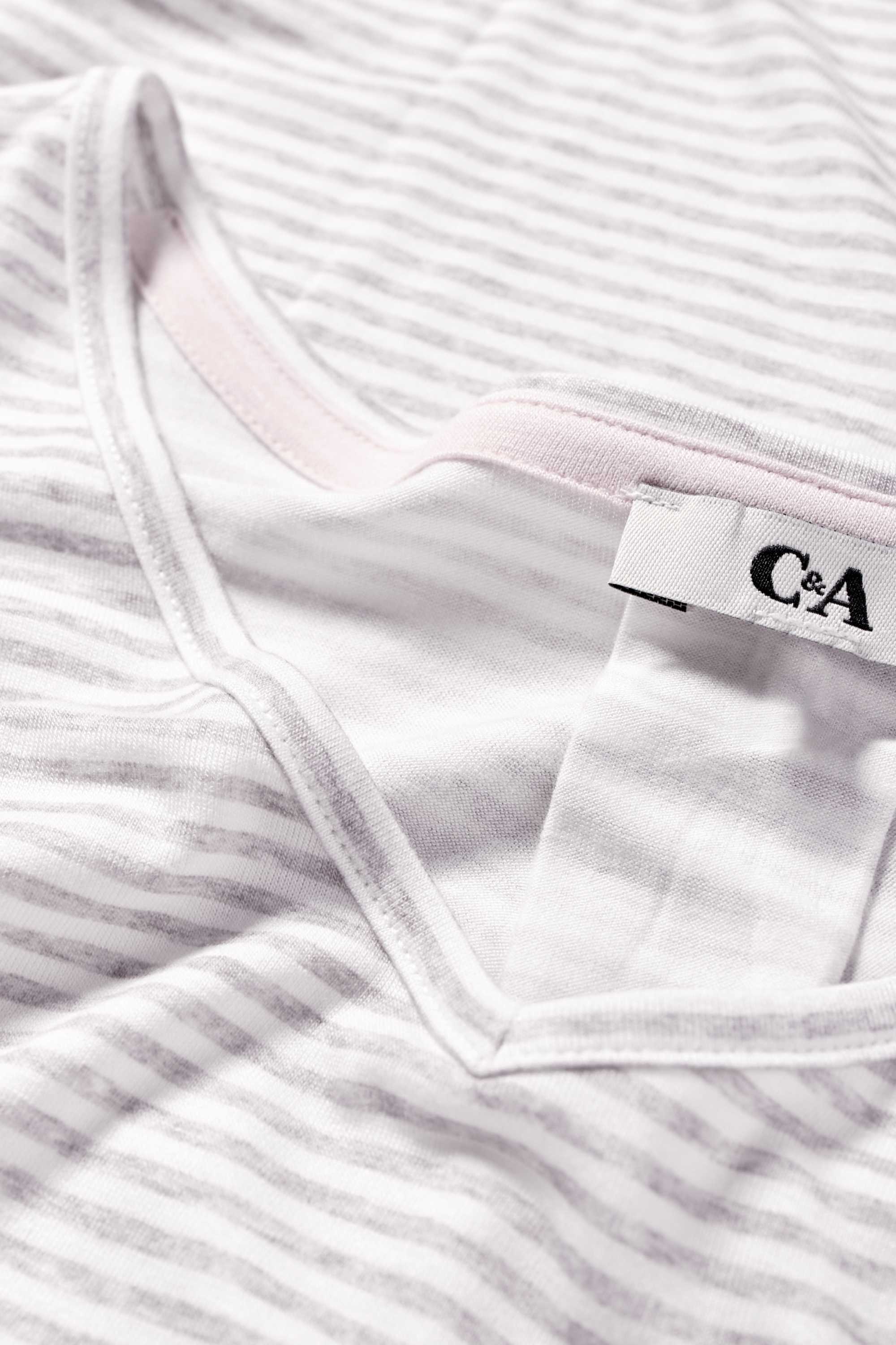 Viscose pyjamas - striped light gray