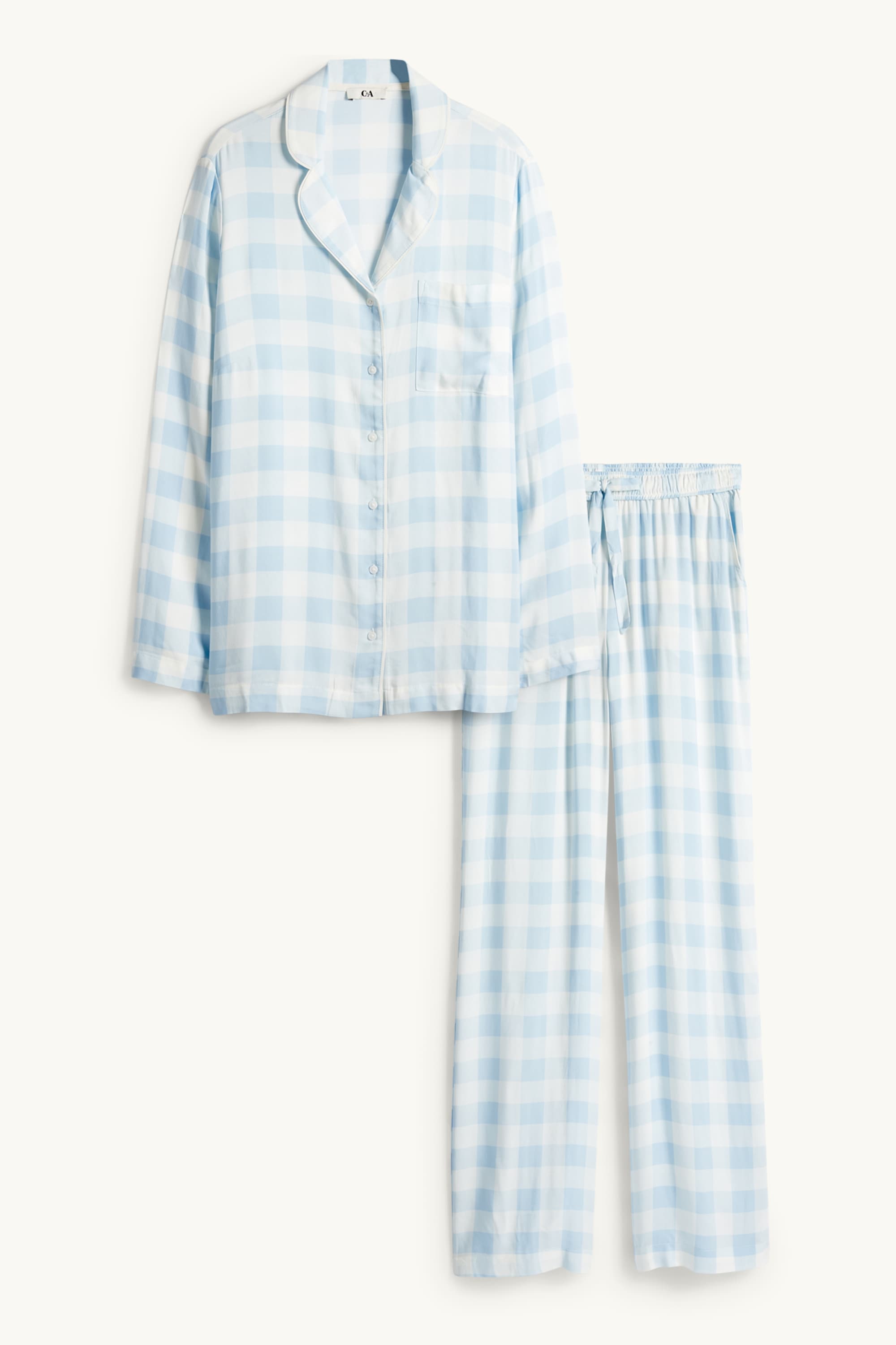 Viscose pyjamas - check light blue